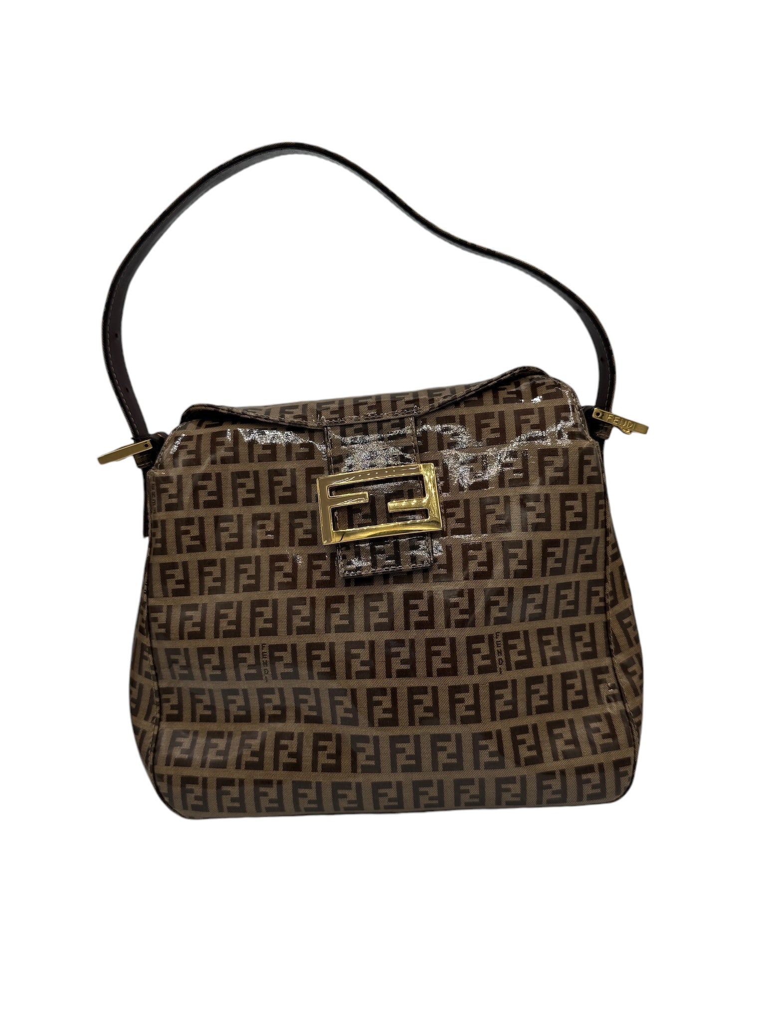 PRE-OWNED Brown Vinyl Zucchino Hobo Shoulder Bag
