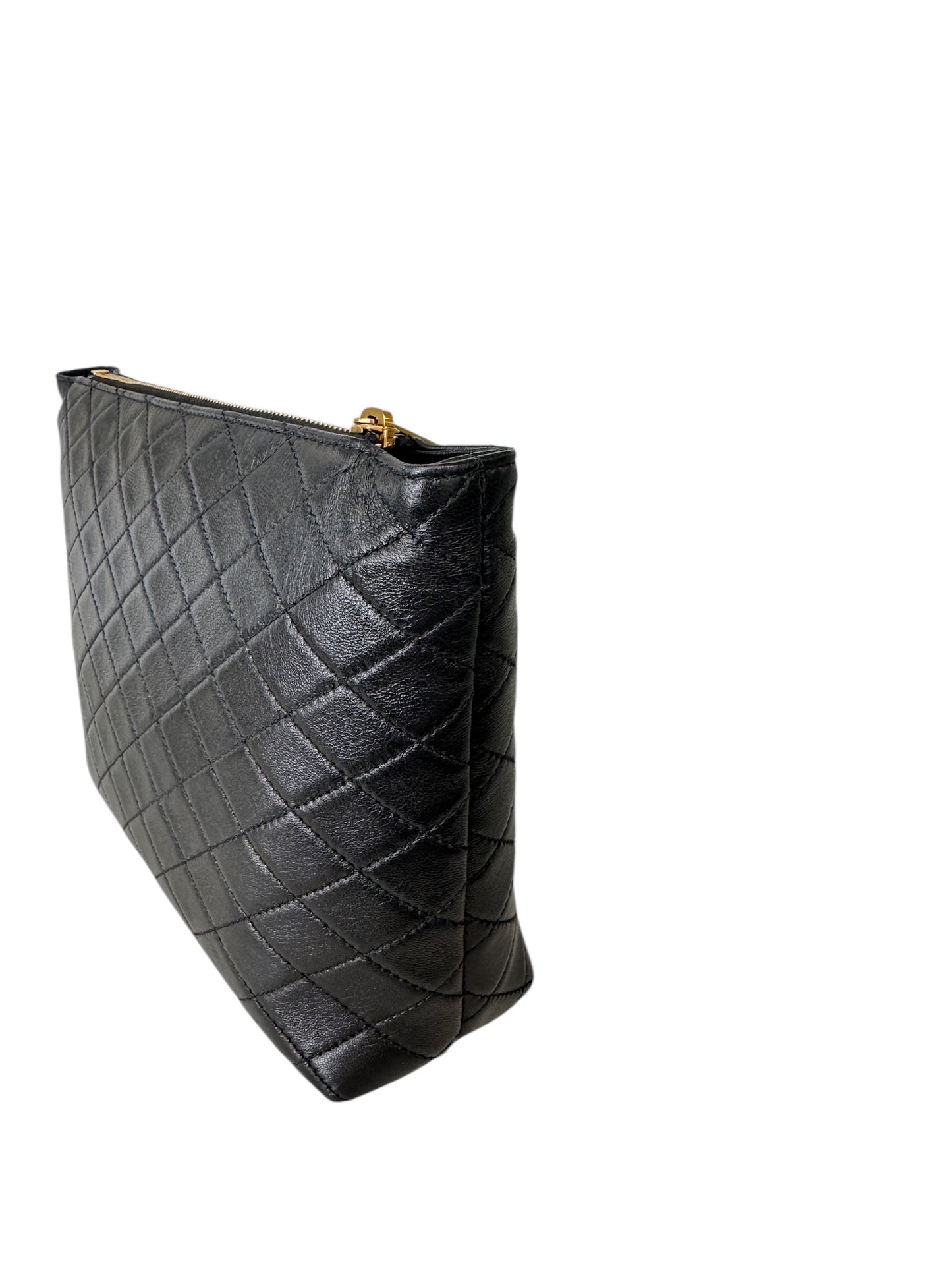 PRE-OWNED Black Quilted Lambskin Gaby Cosmetic Pouch