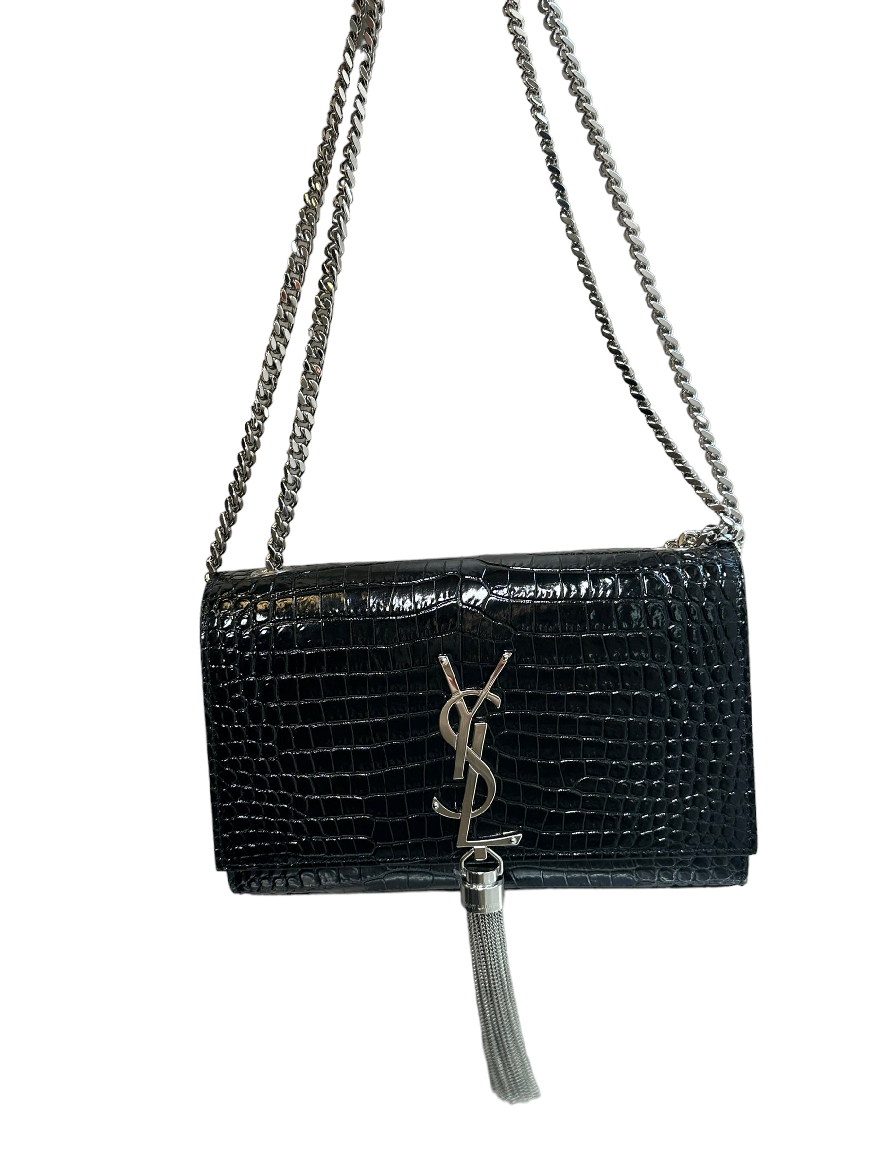SAINT LAURENT - Kate pequeña en relieve con borla 