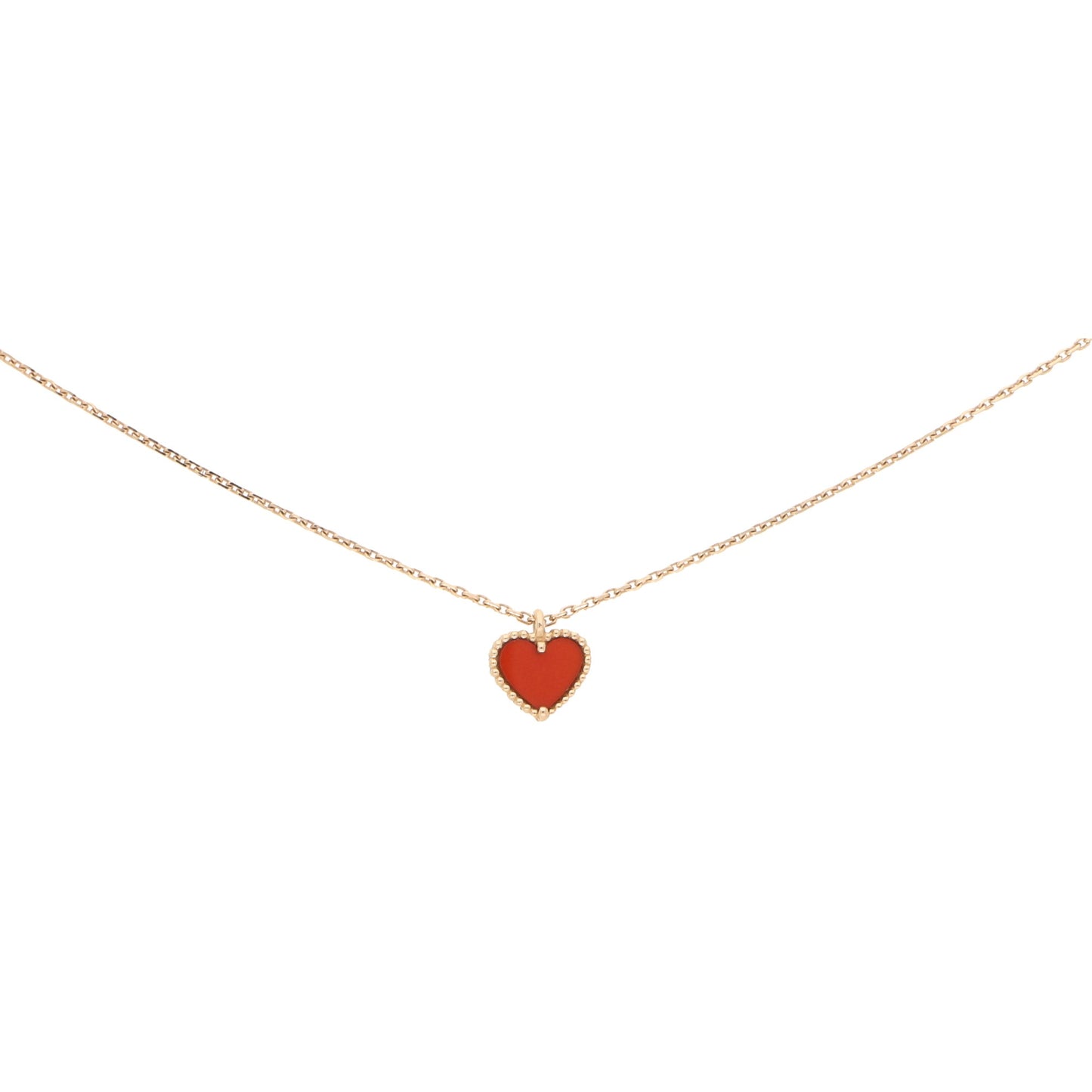 VAN CLEEF & ARPELS - 18K Rose Gold Sweet Hearts Pendant With Carnelian