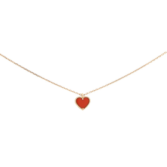 VAN CLEEF & ARPELS - 18K Rose Gold Sweet Hearts Pendant With Carnelian