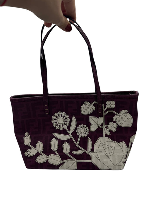 PRE-OWNED Purple White Zucca Print Embroidered Spalmati Small Tote Bag