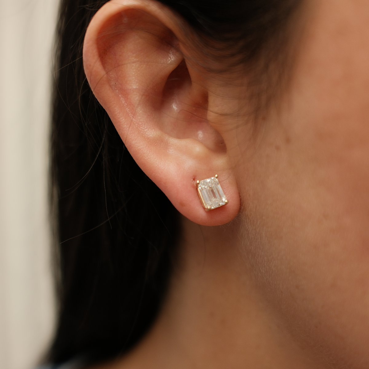 TDC - Emerald Lab Grown Diamond Stud Earrings