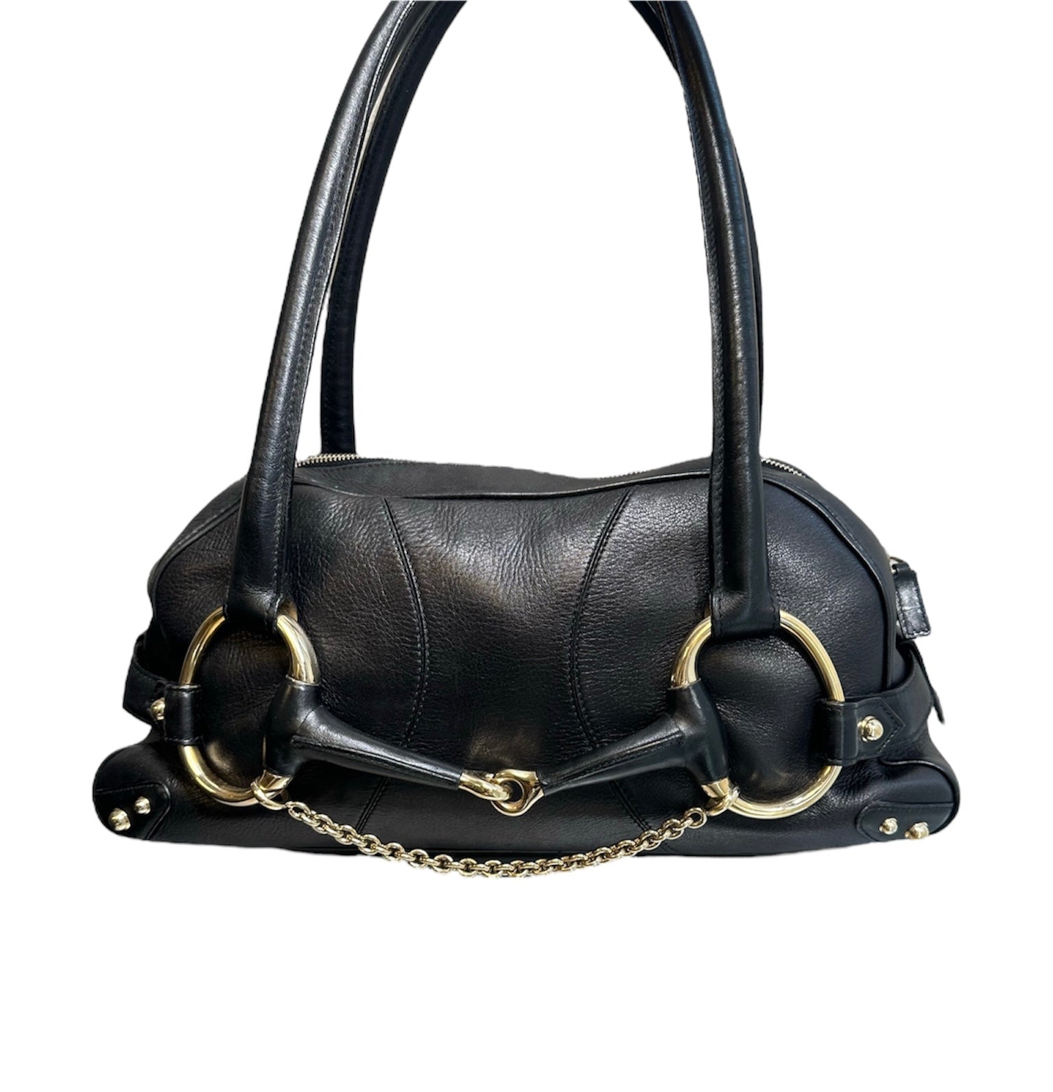 GUCCI - Bolso de hombro grande con diseño de caballo en color negro
