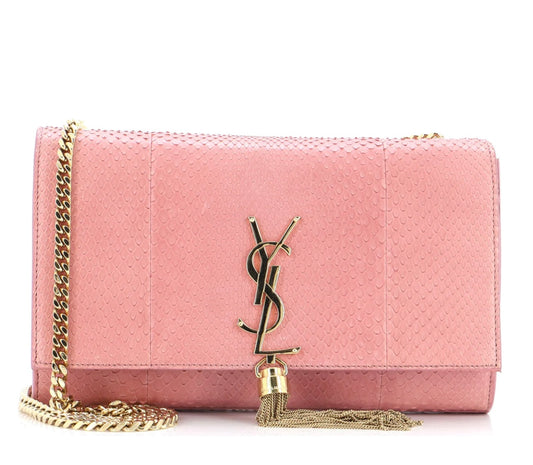 SAINT LAURENT - Classic Monogram Tassel Crossbody Bag Python Medium