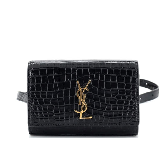 SAINT LAURENT - Classic Monogram Kate Belt Bag Crocodrile