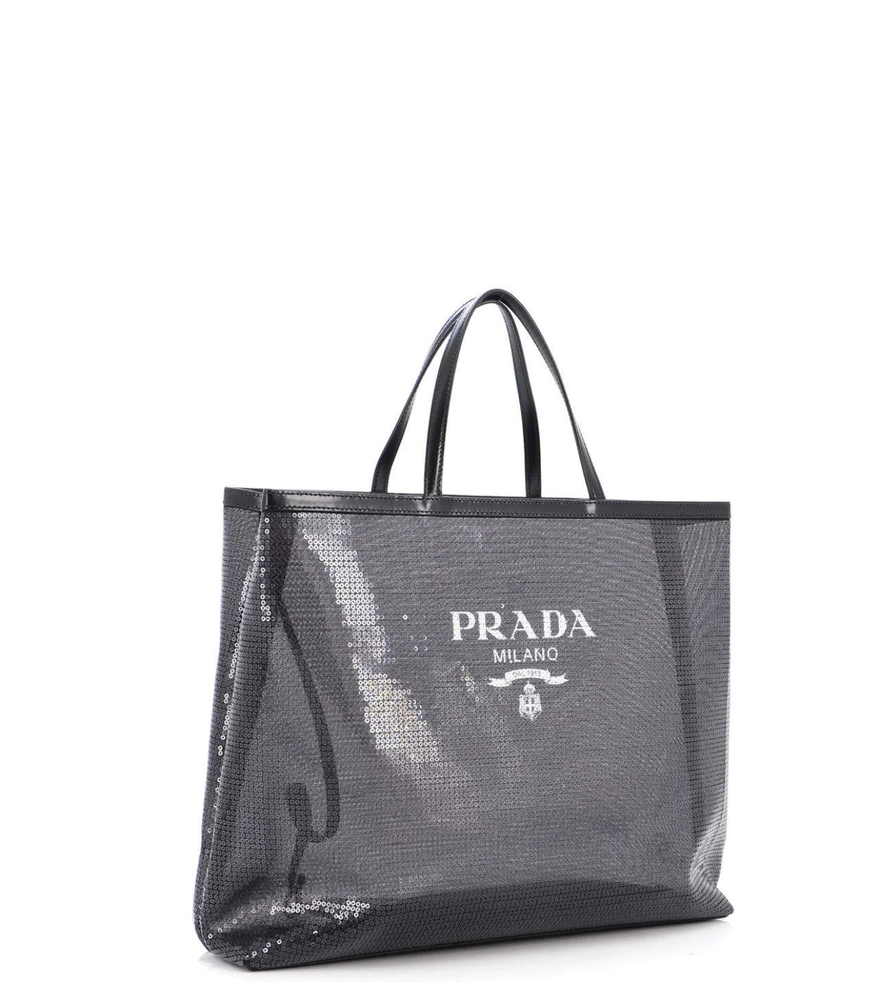 PRADA - Logo Open Tote Sequined Mesh Large