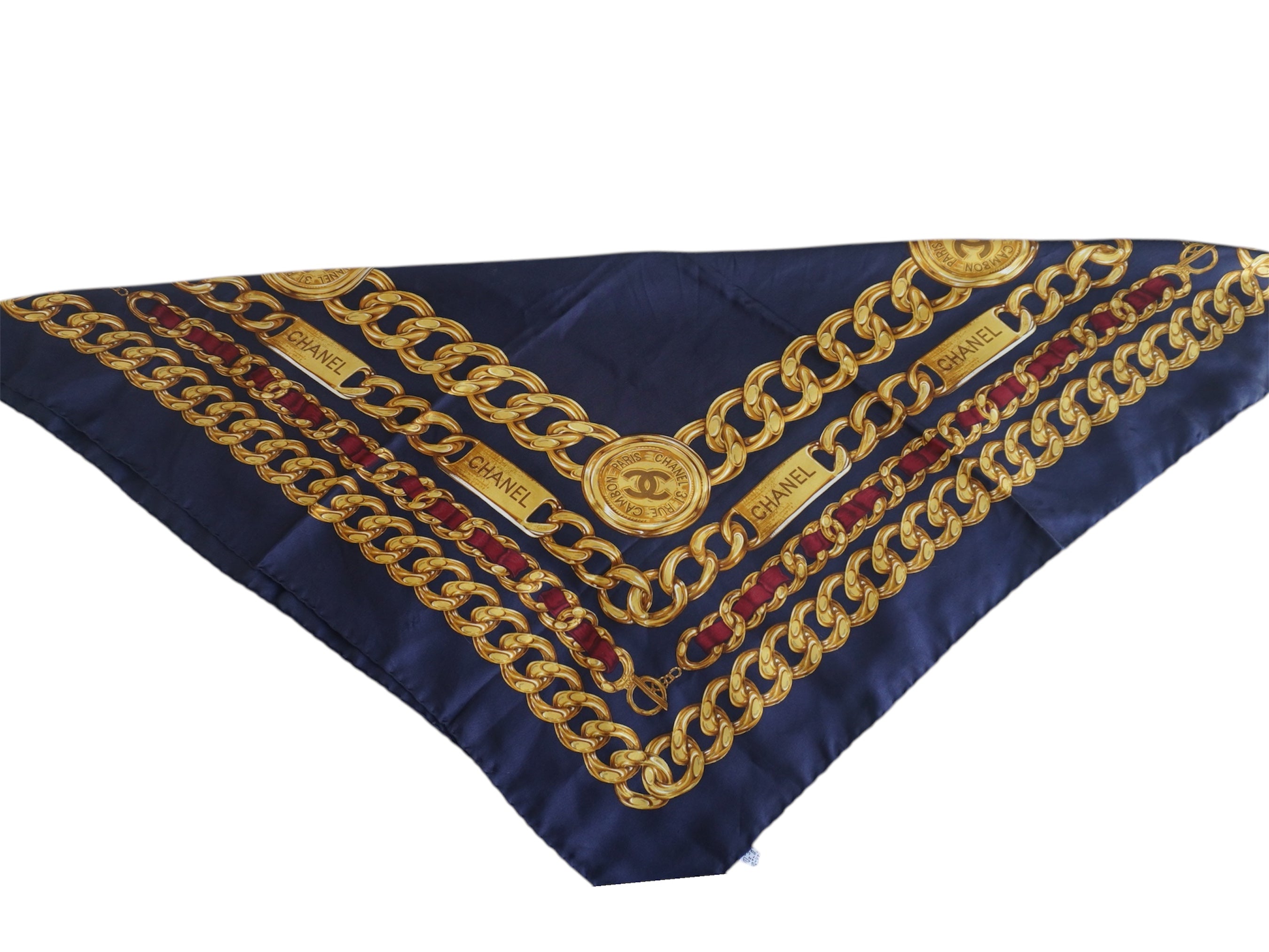Bufanda CC azul marino oscuro amarillo oscuro burdeos de segunda mano