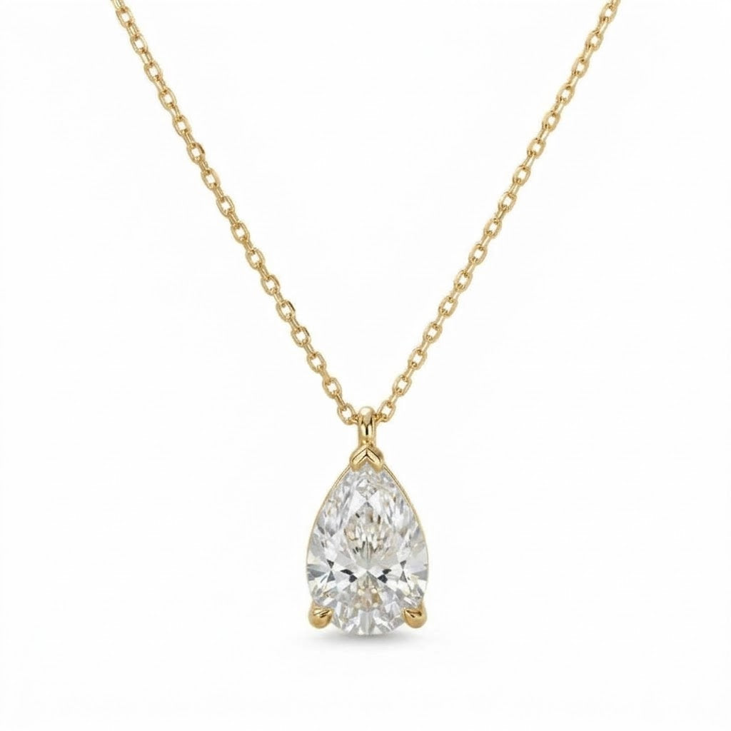 TDC - Pear Necklace 14K Yellow Gold 2.5CTW