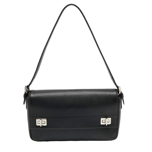 PRADA - Black Saffiano Leather Double Turnlock