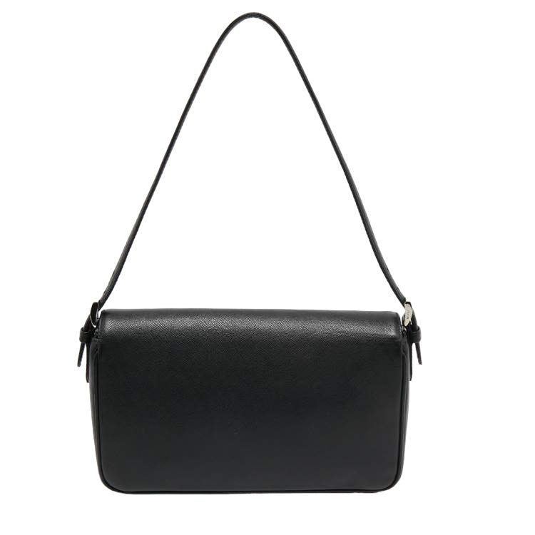 PRADA - Black Saffiano Leather Double Turnlock