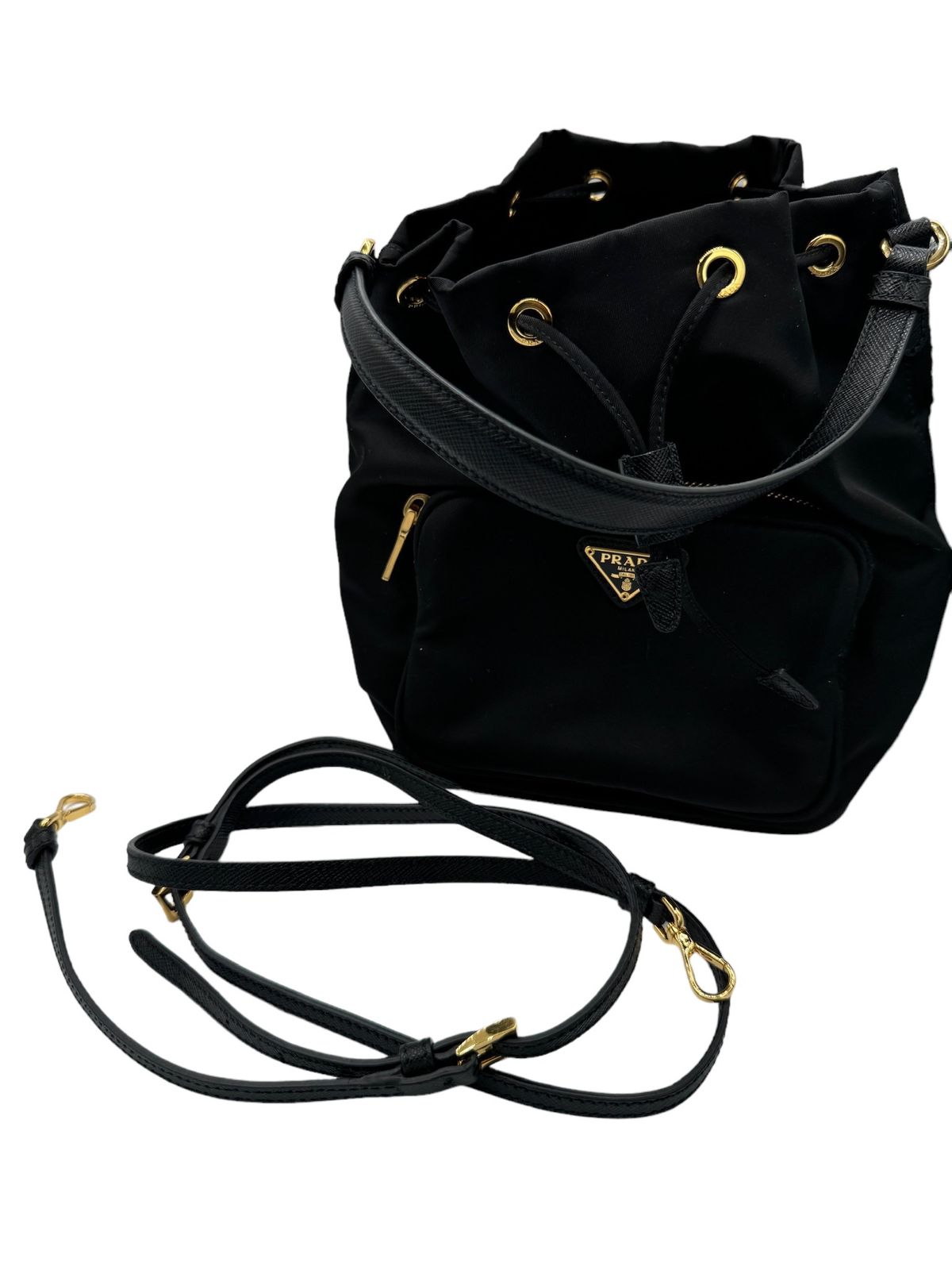 PRADA - Handbag Black Nylon Leather