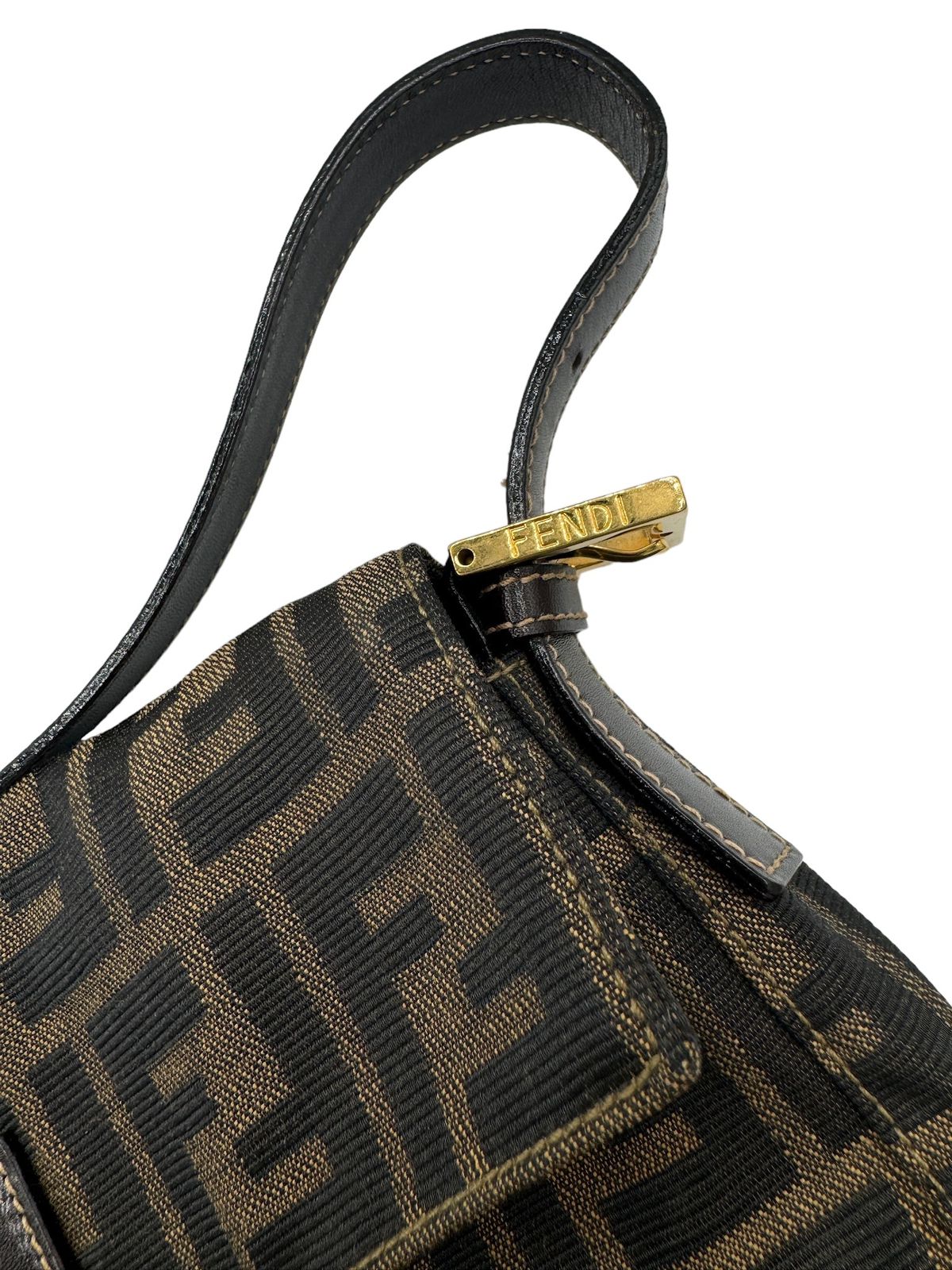 FENDI - Mama Bucket Handbag Light Brown Dark Brown Jacquard