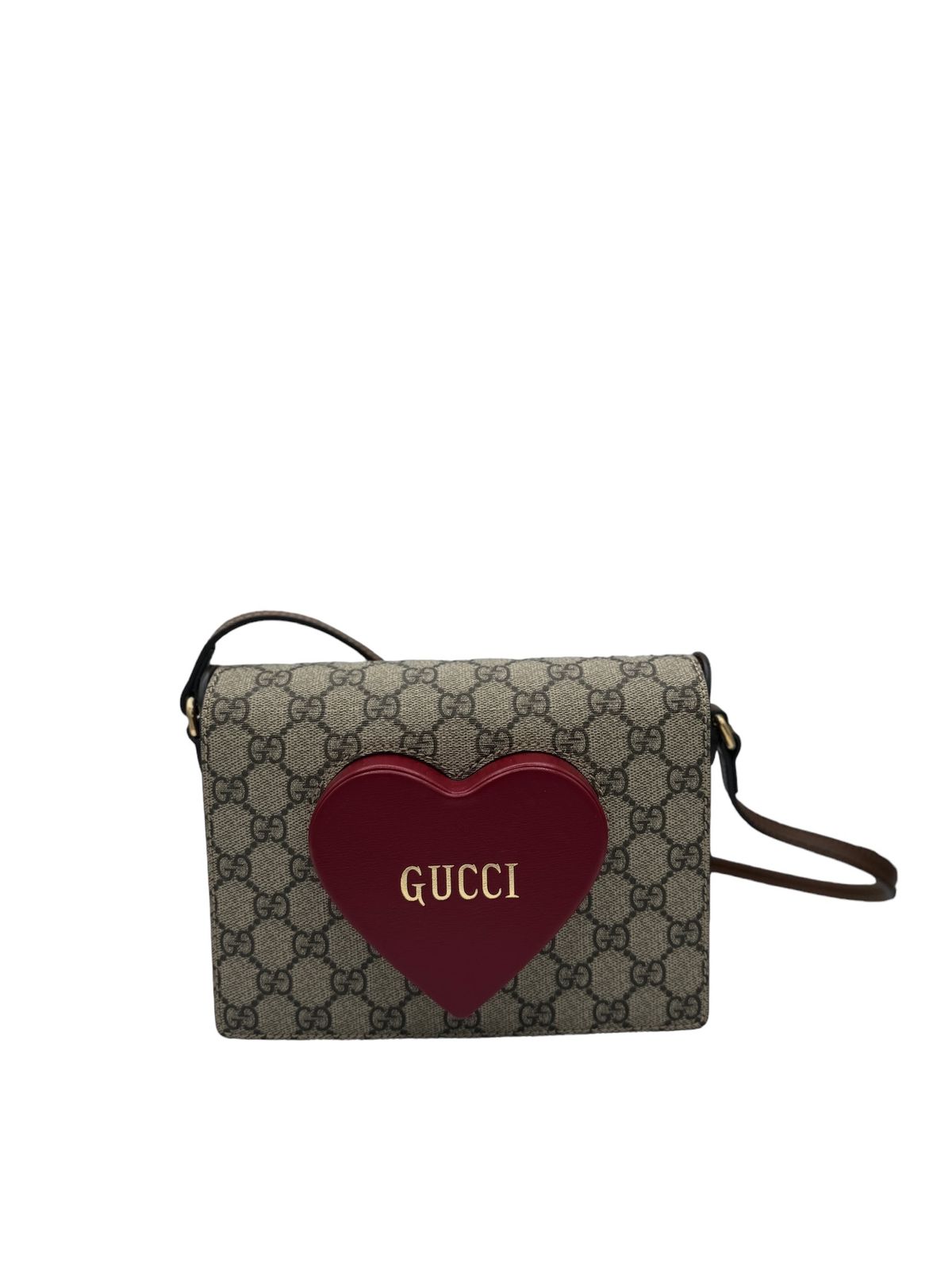 GUCCI - Bolso de hombro Supreme Beige Rojo Multi PVC Cuero
