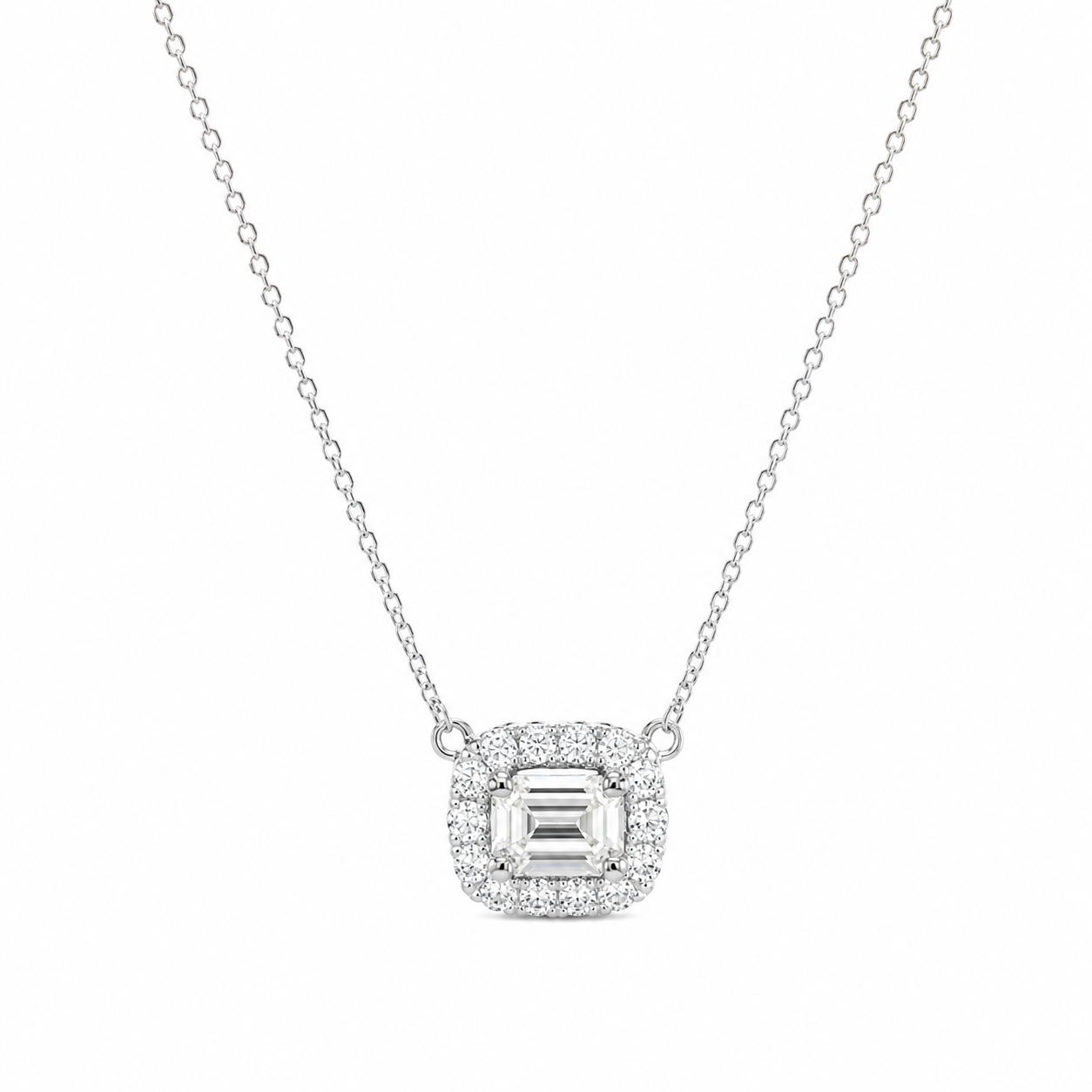 TDC- Emerald Halo Lab Diamond Necklace 
