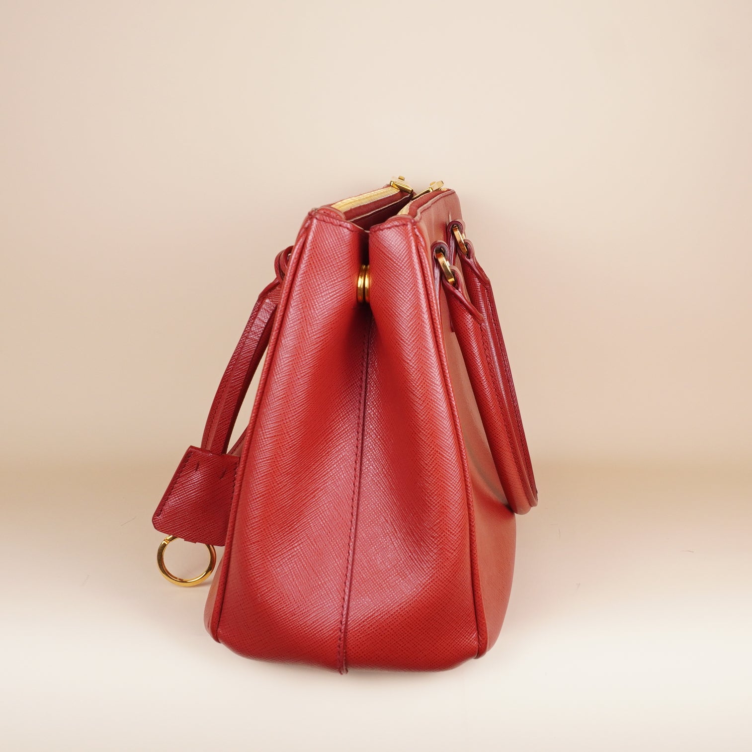 PRE-OWNED Saffiano Medium Galleria Double Zip Tote Fuoco
