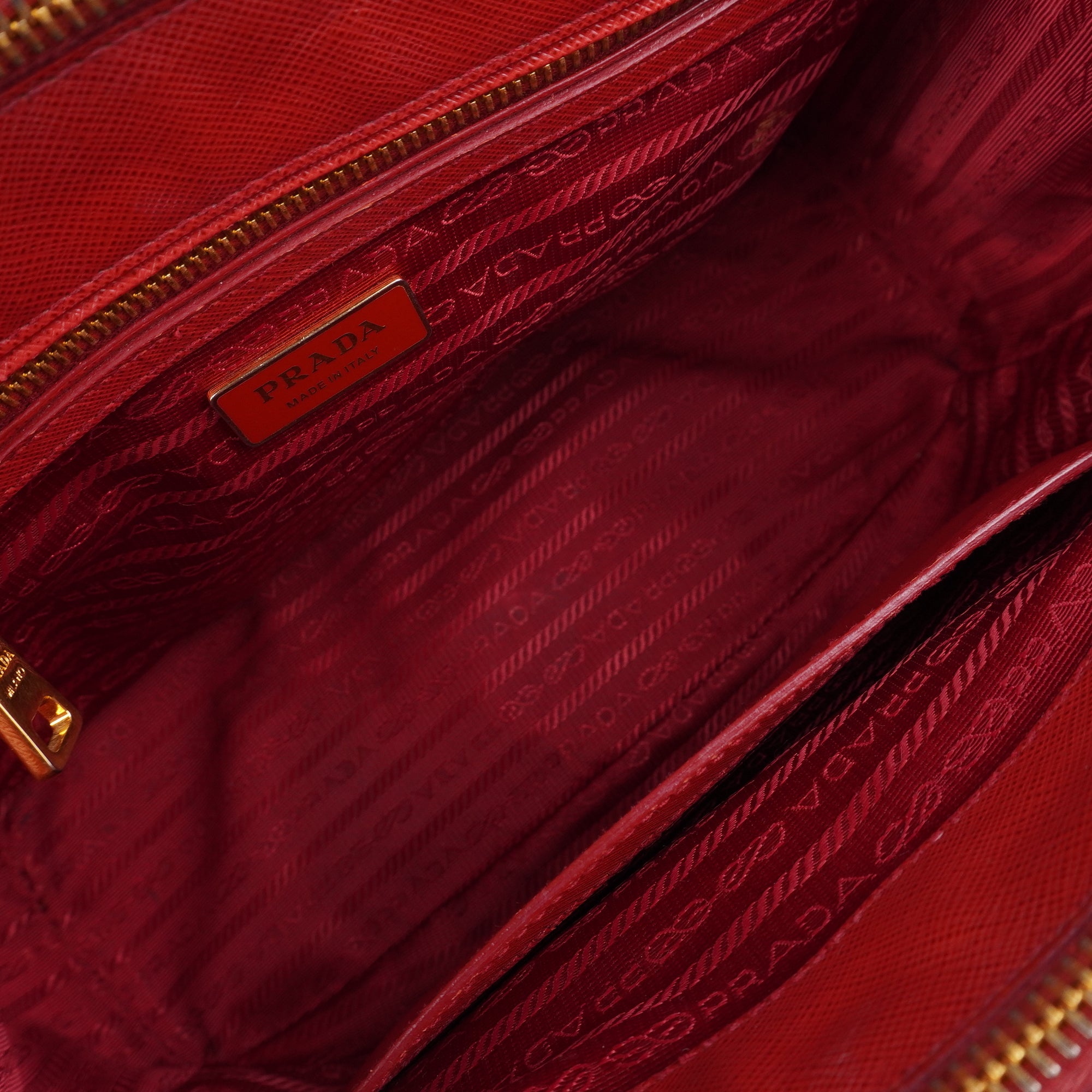 PRE-OWNED Saffiano Medium Galleria Double Zip Tote Fuoco