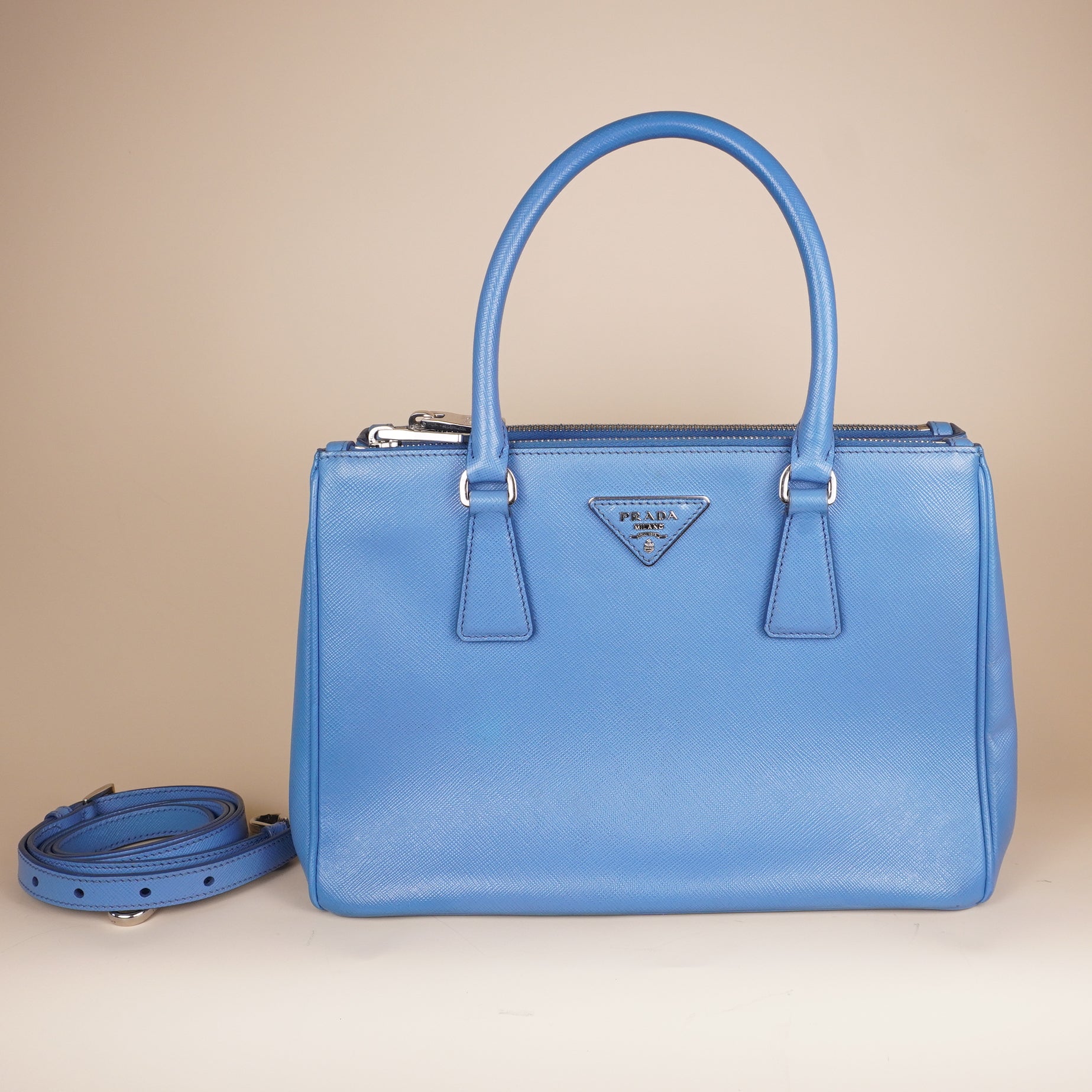 PRE-OWNED Saffiano Medium Galleria Double Zip Tote Mare