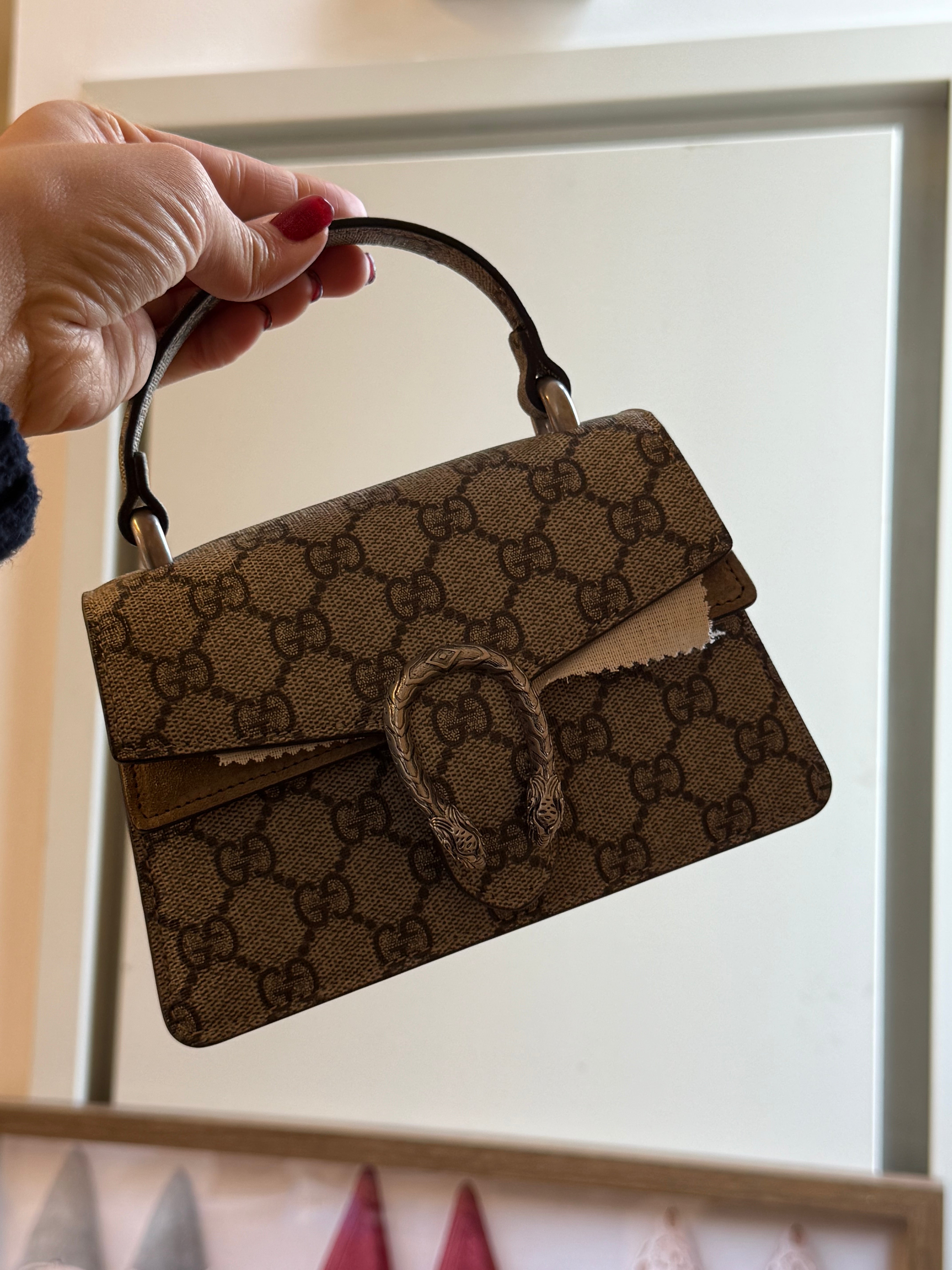 PRE-LOVED Supreme Monogram Mini Dionysus Top Handle Bag Taupe