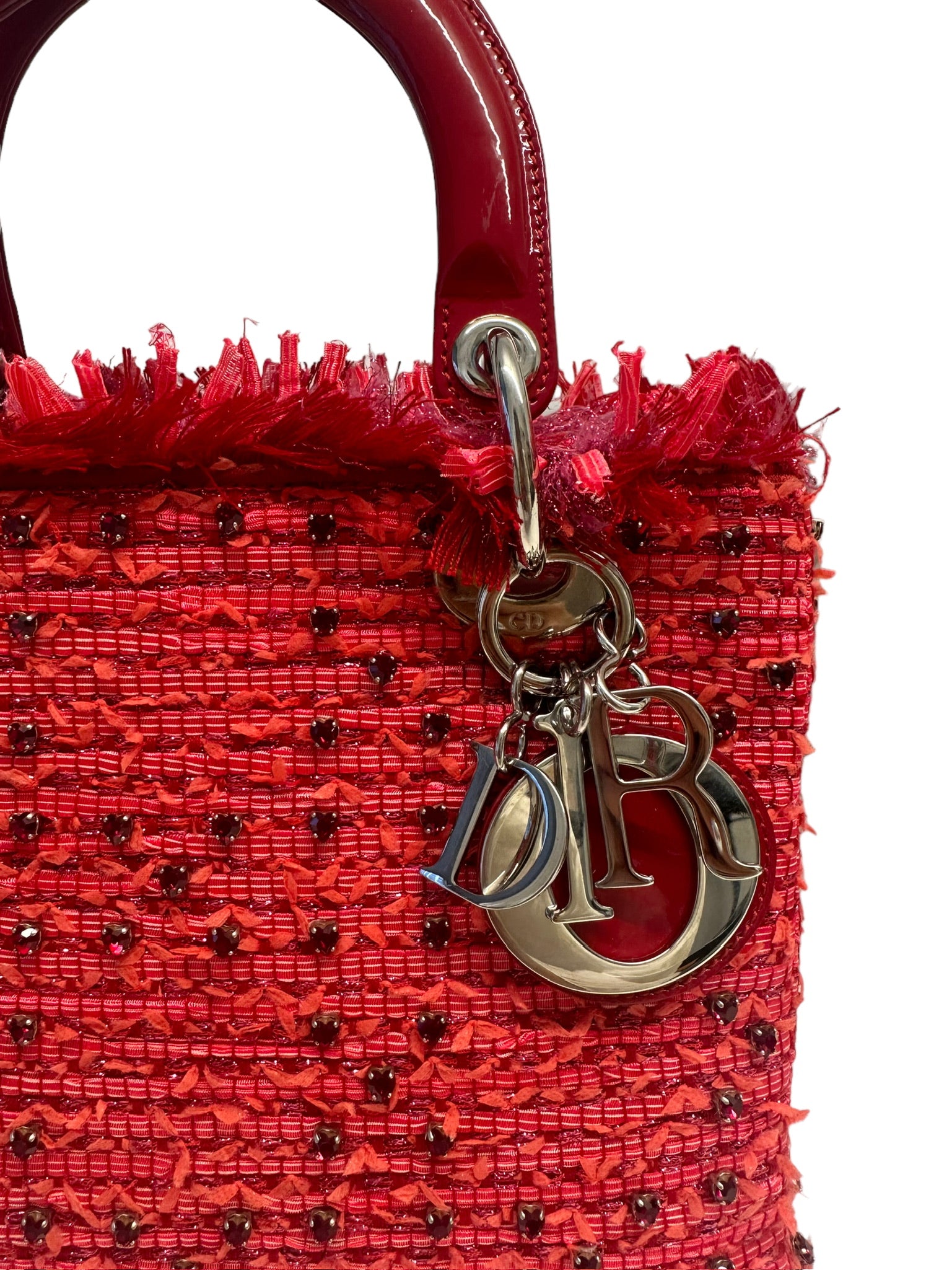 DIOR - Flecos de tweed con diamantes de imitación medianos Lady Dior Red