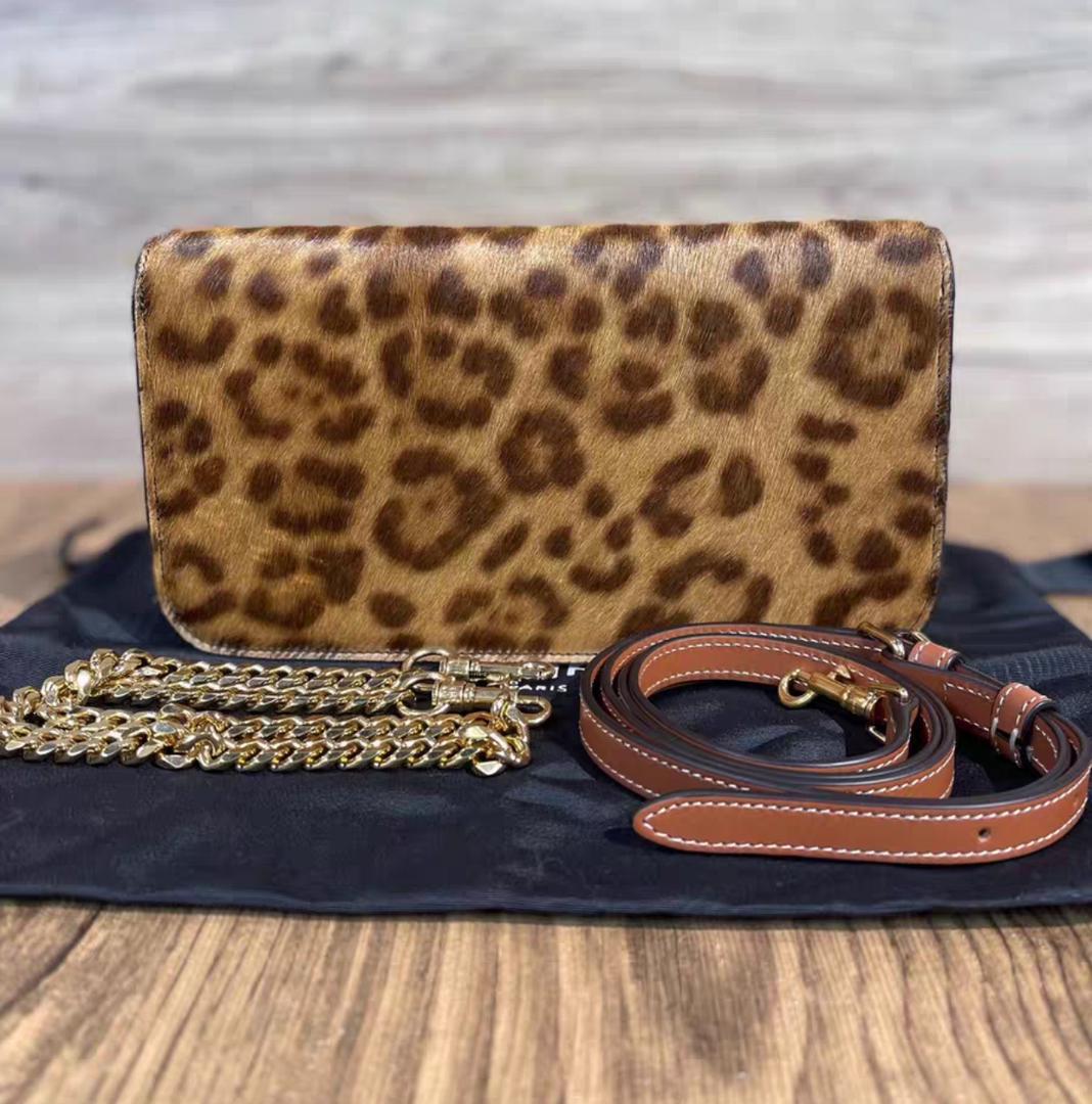 PRE-ORDEN Pony Hair Leopard Print Triomphe Chain Shoulder Bag Multicolor ( I Parte)
