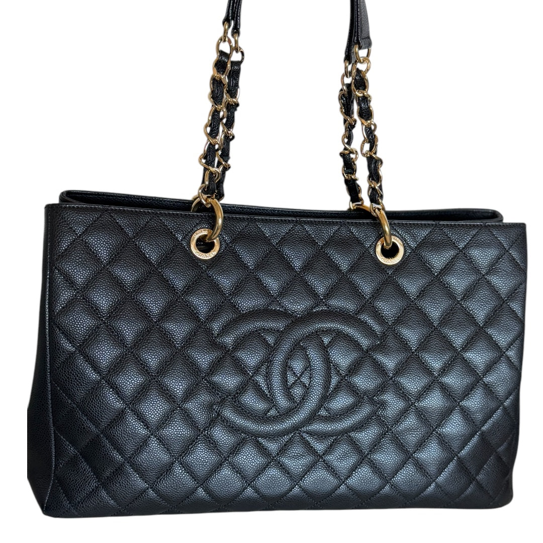 PRE-OWNED CC GST XL Black Caviar Tote Bag