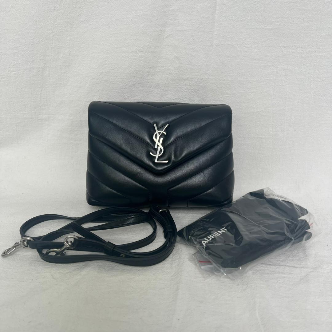 PRE-OWNED Black Calfskin Y Quilted Monogram Toy Loulou Crossbody Bag (PART I)