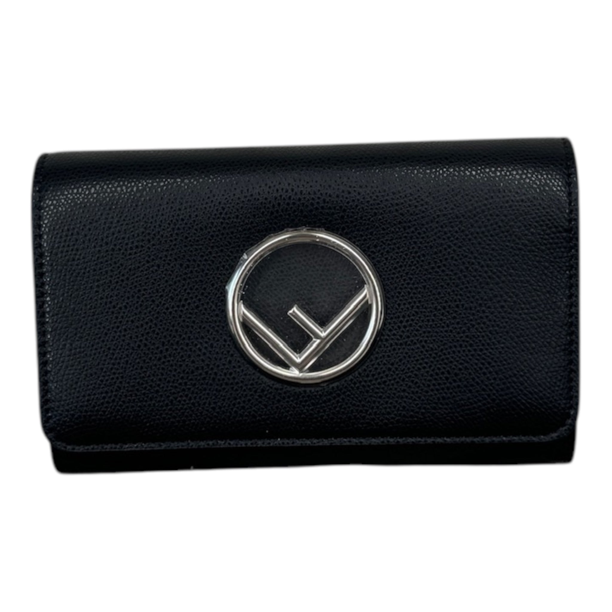 PRE-OWNED Black Leather F is Fendi Crossbody Bag