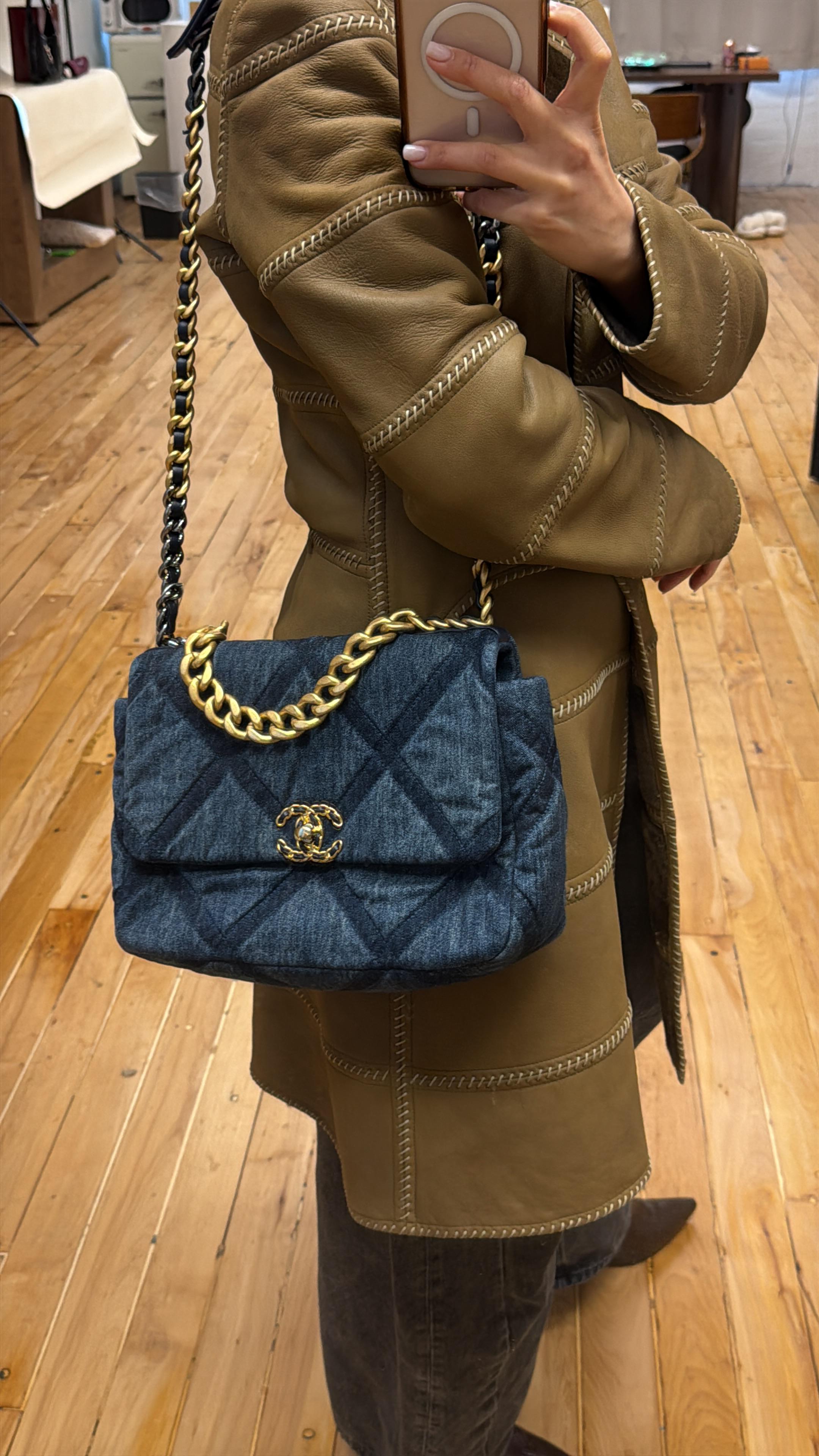 PRE-OWNED CC Denim 19 Flap Bag