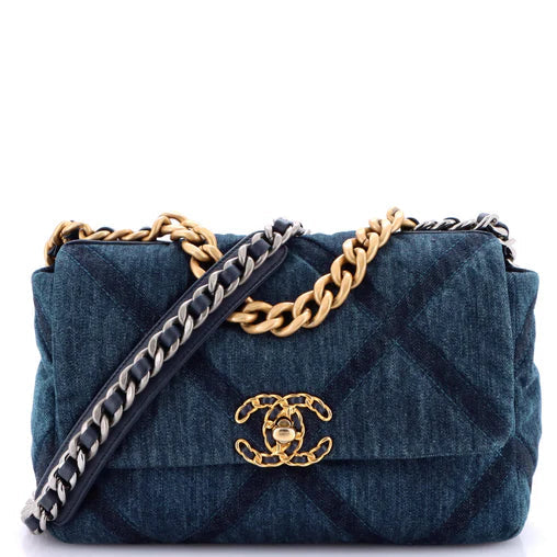 PRE-OWNED CC Denim 19 Flap Bag