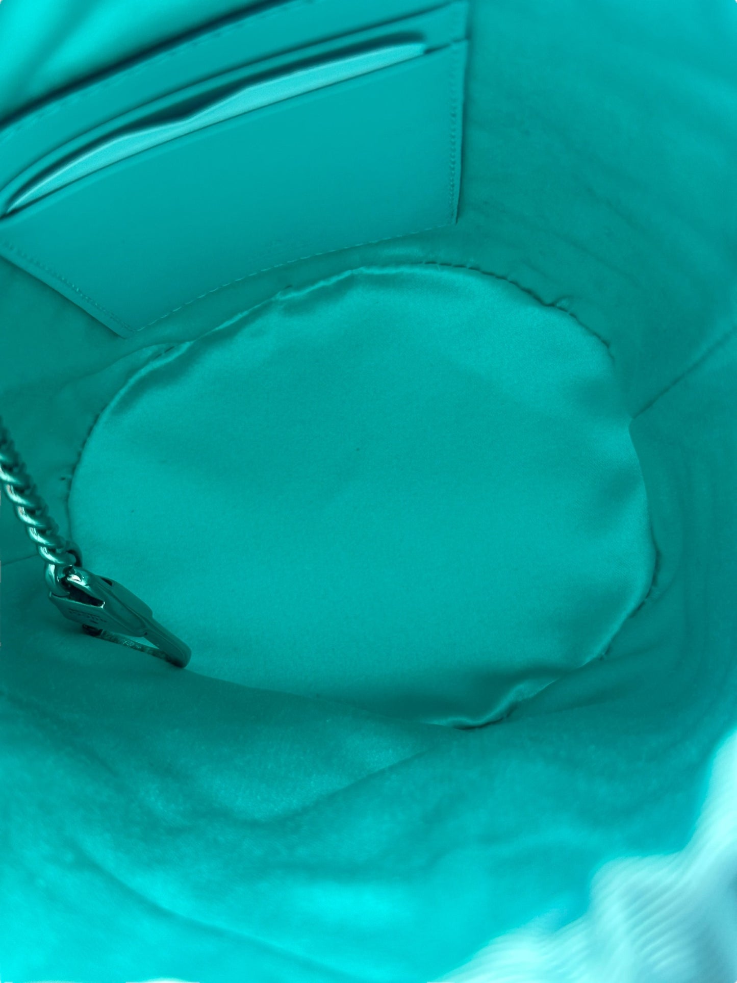 GUCCI - Moire Fabric Calfskin Crystal Matelasse Bucket Bag