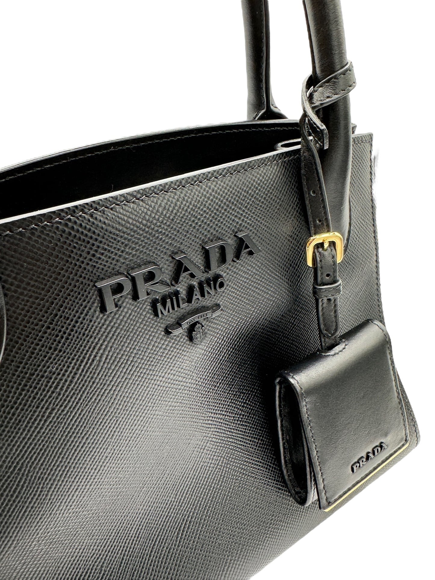 PRADA - Monochrome Tote Bag Black Saffiano Cuir Leather