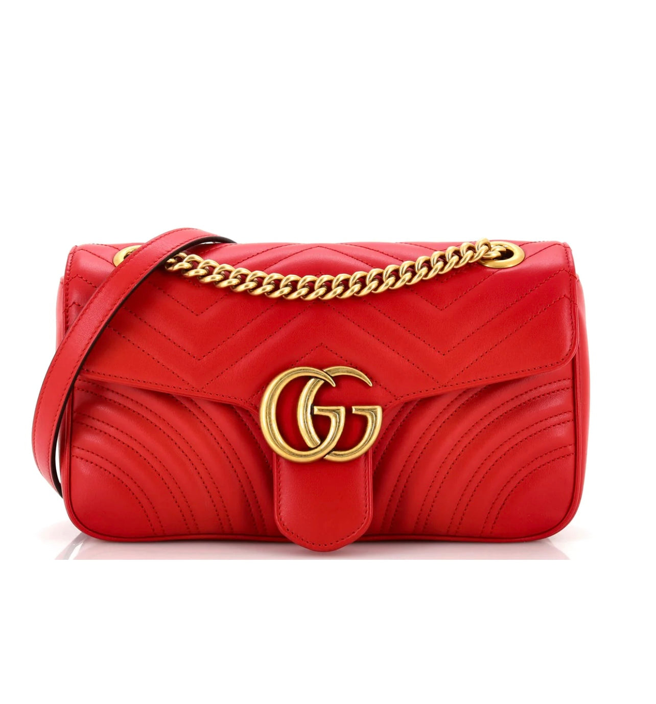 GUCCI - GG RED Marmont Flap Bag Matelasse Small