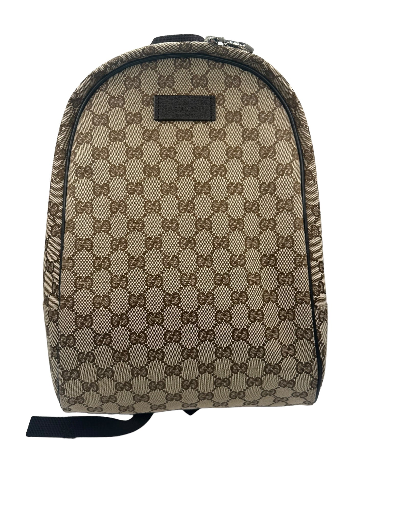 GUCCI - Mochila con ribete de piel y lona GG