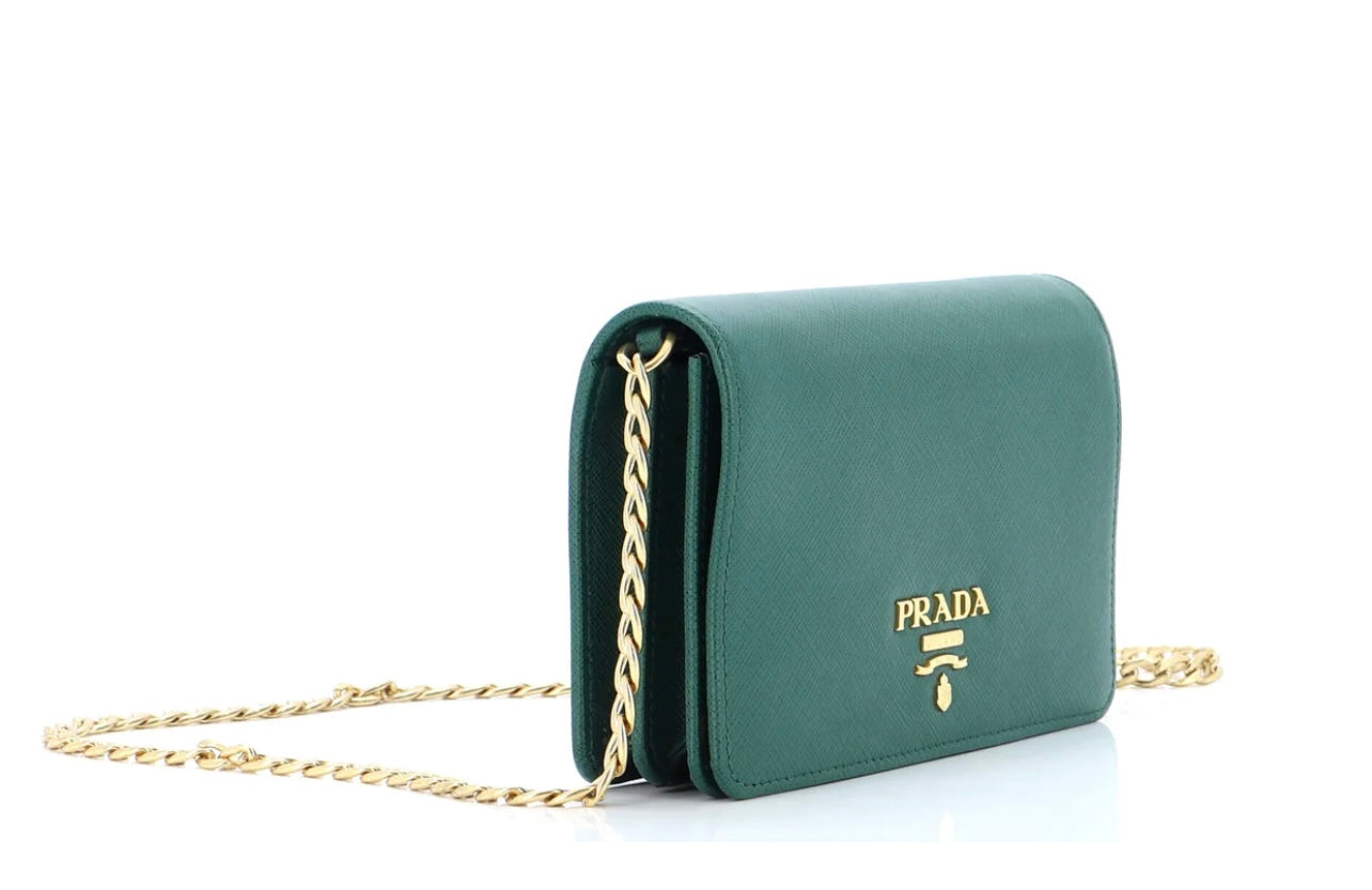 PRADA - Chain Wallet Crossbody Saffiano Leather