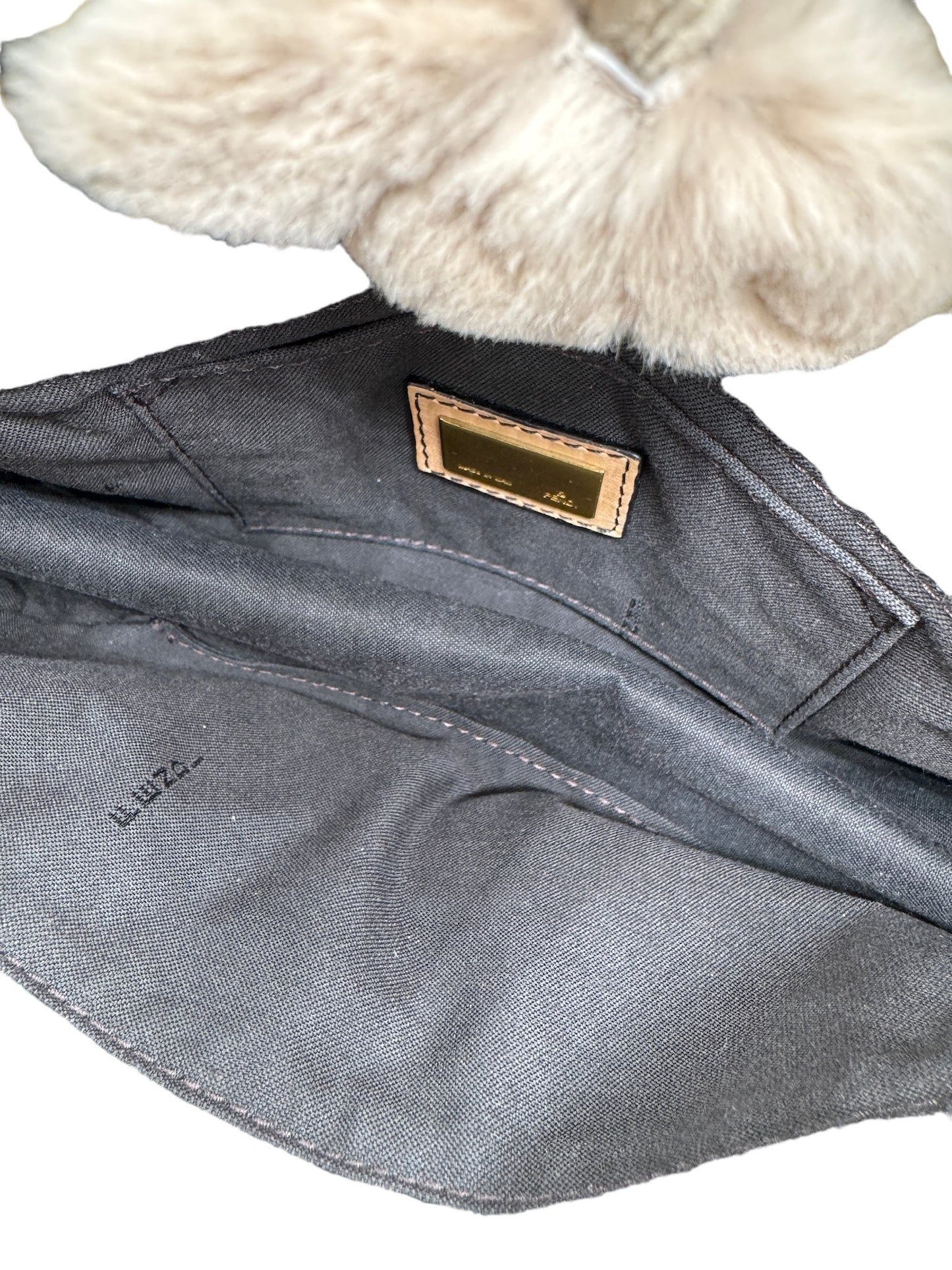 FENDI - Mama Bucket Handbag Dark Brown and Beige Velour Fur