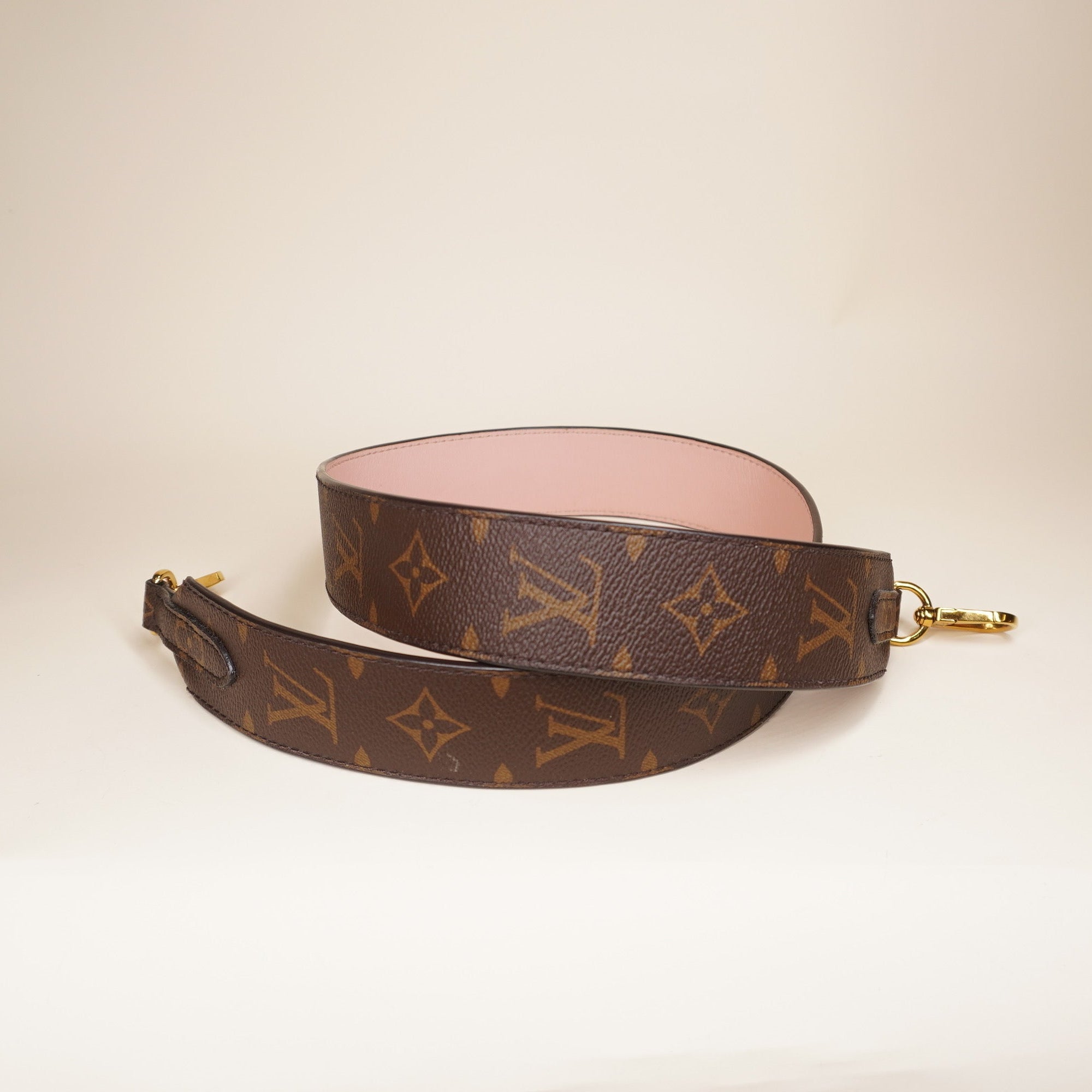 PRE-OWNED LV Monogram Bandouliere Rose Ballerine Strap
