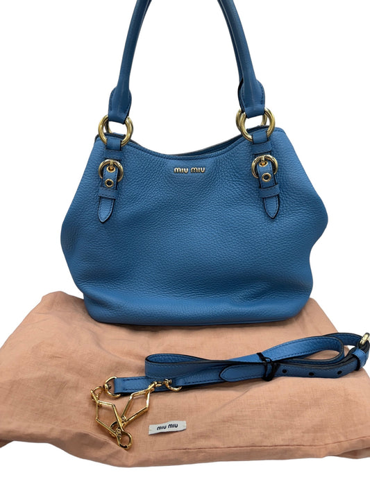 MIU MIU - Cobalt Vitello Phenix Leather Bucket Shoulder Bag