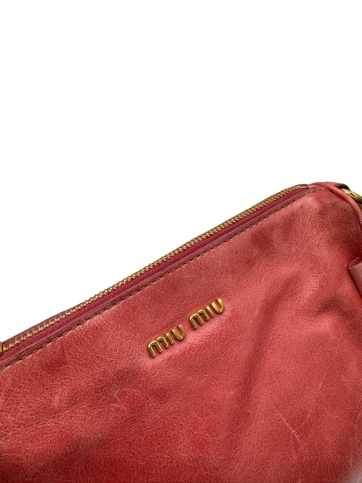 MIU MIU - Peach Vitello Lux Leather Pochette Shoulder Bag