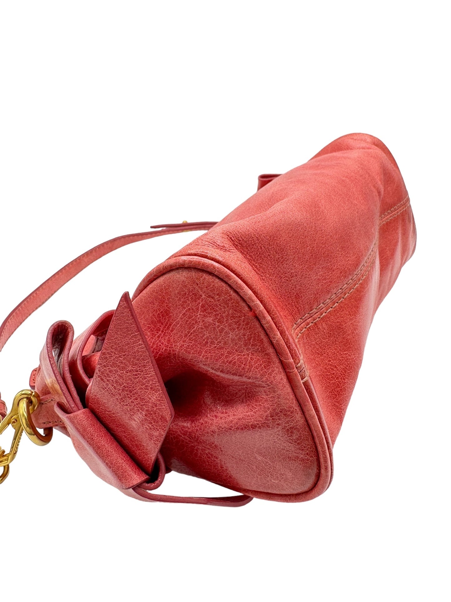 MIU MIU - Peach Vitello Lux Leather Pochette Shoulder Bag