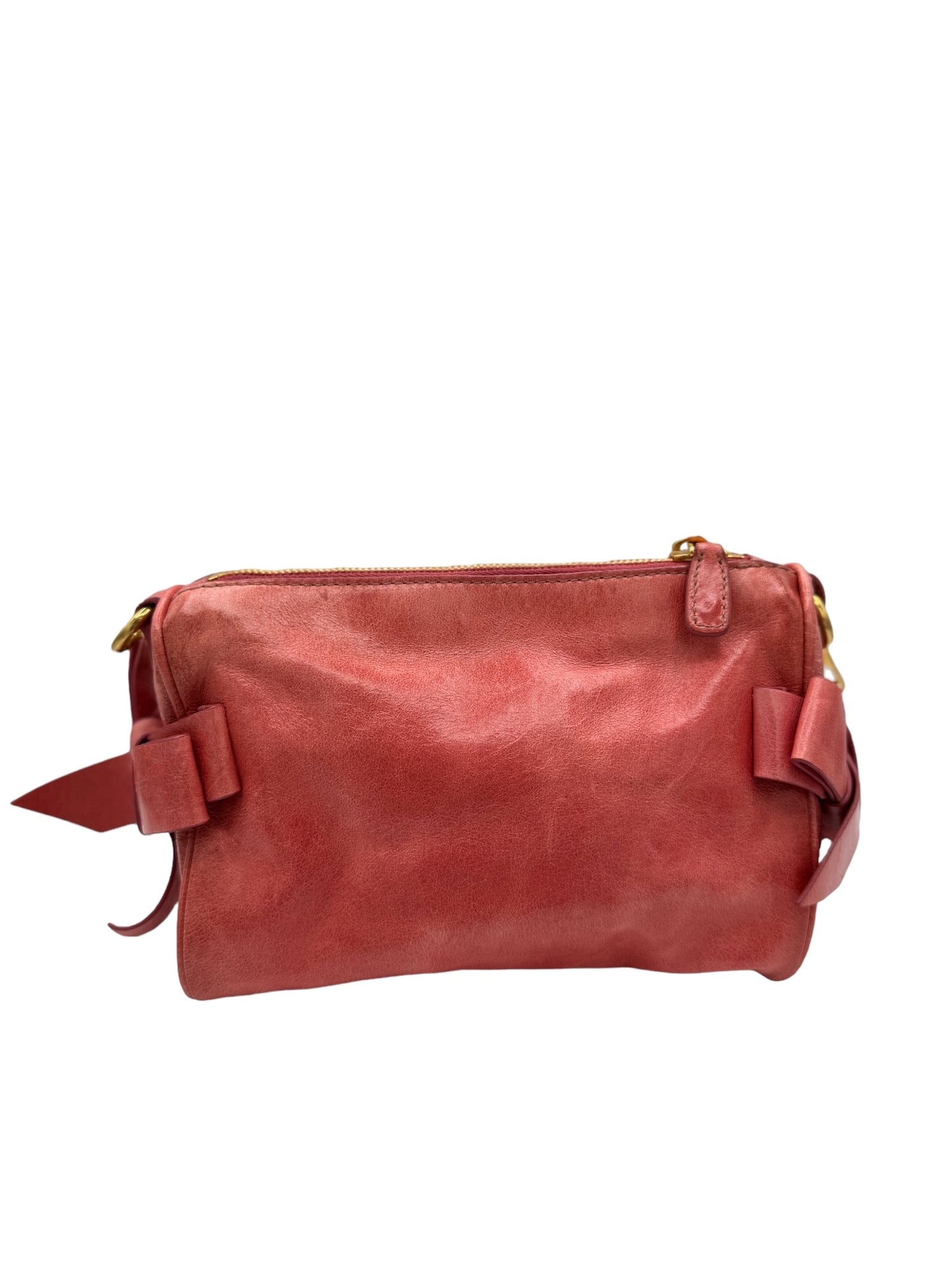 MIU MIU - Peach Vitello Lux Leather Pochette Shoulder Bag