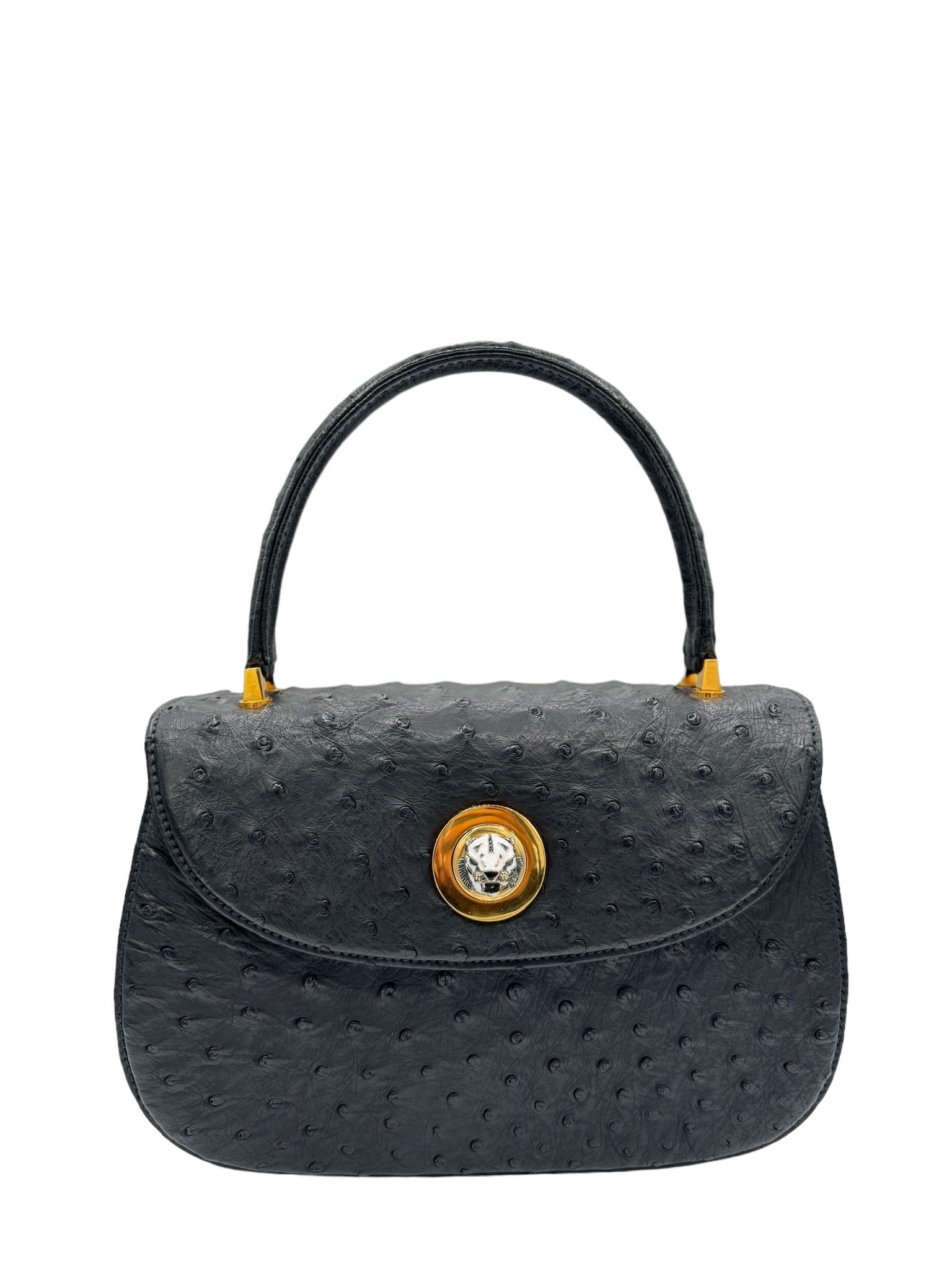 GUCCI - Bolso de hombro vintage con cabeza de tigre de avestruz