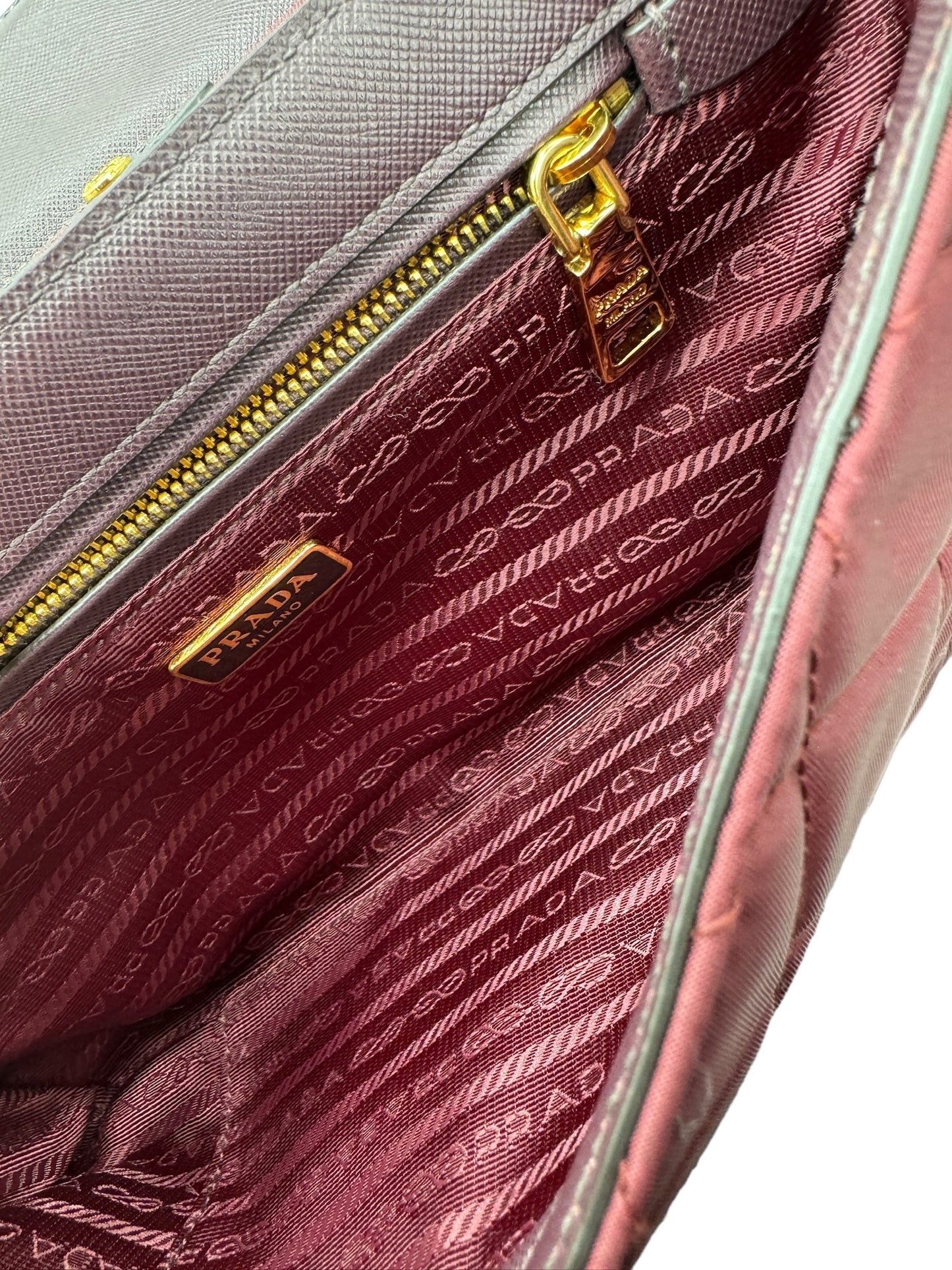 PRADA - Bordeaux Nylon Shoulder Bag Golden Toned Hardware