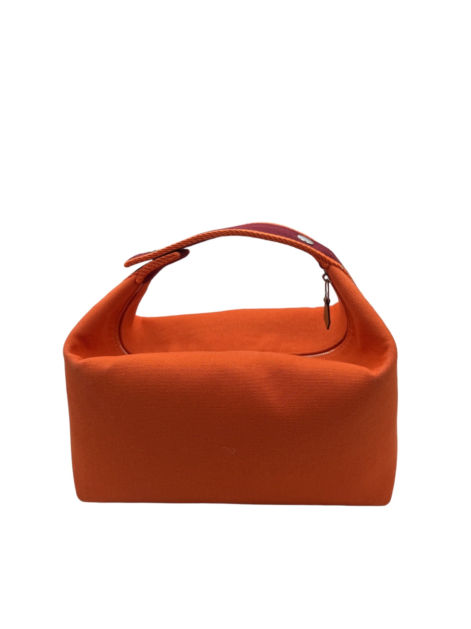 HERMES - Bolso de mano Bride a Brac GM de lona color burdeos y naranja