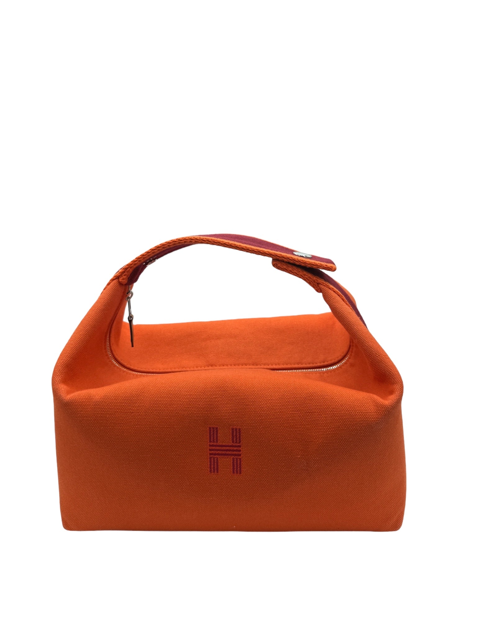 HERMES - Bolso de mano Bride a Brac GM de lona color burdeos y naranja