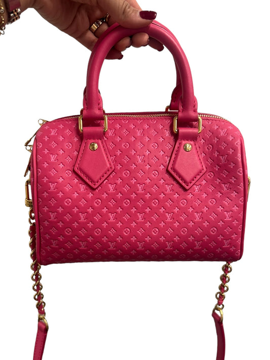 LOUIS VUITTON - Rose Calfskin Nanogram Speedy Bandouliere 20