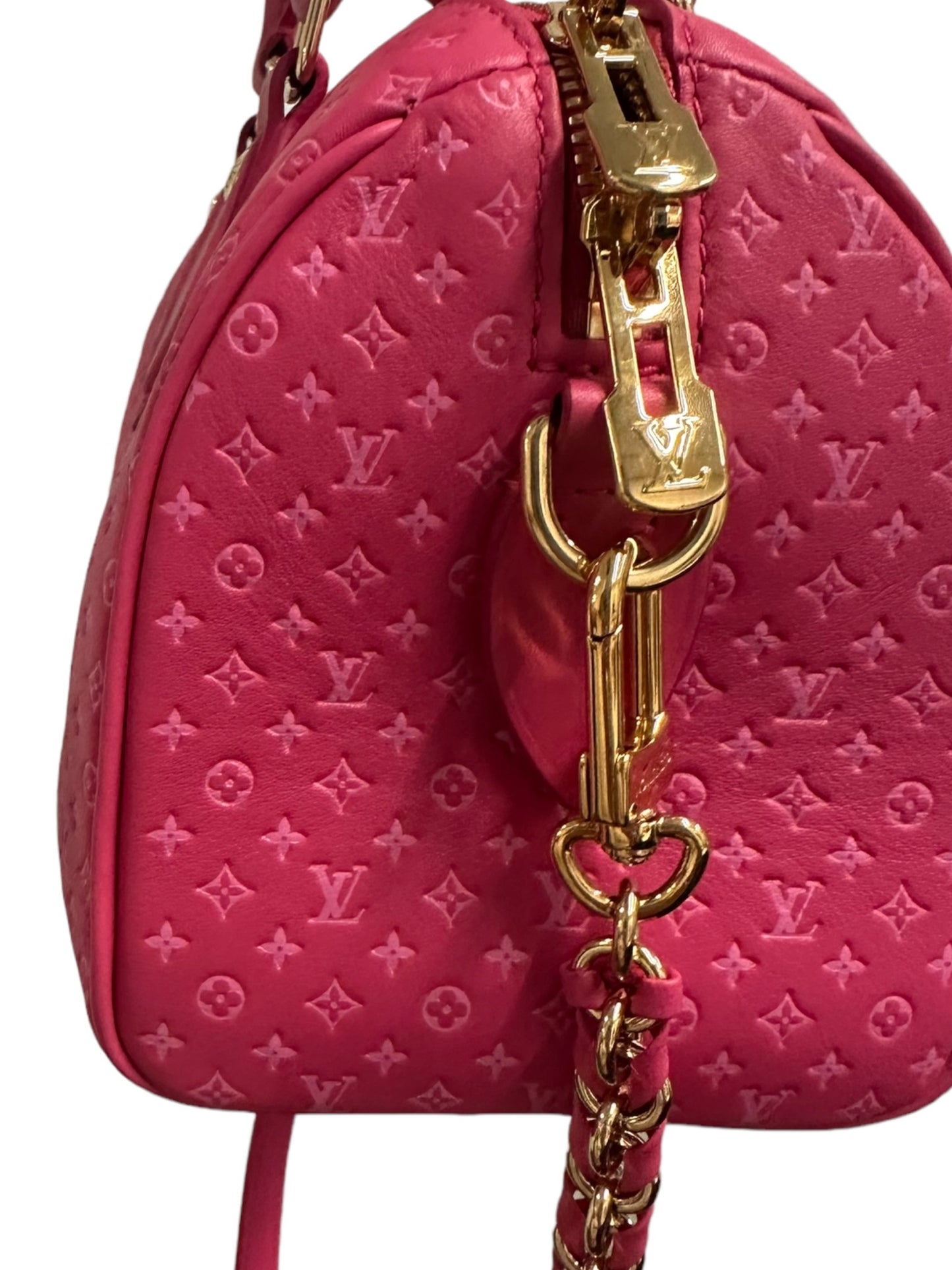 LOUIS VUITTON - Rose Calfskin Nanogram Speedy Bandouliere 20