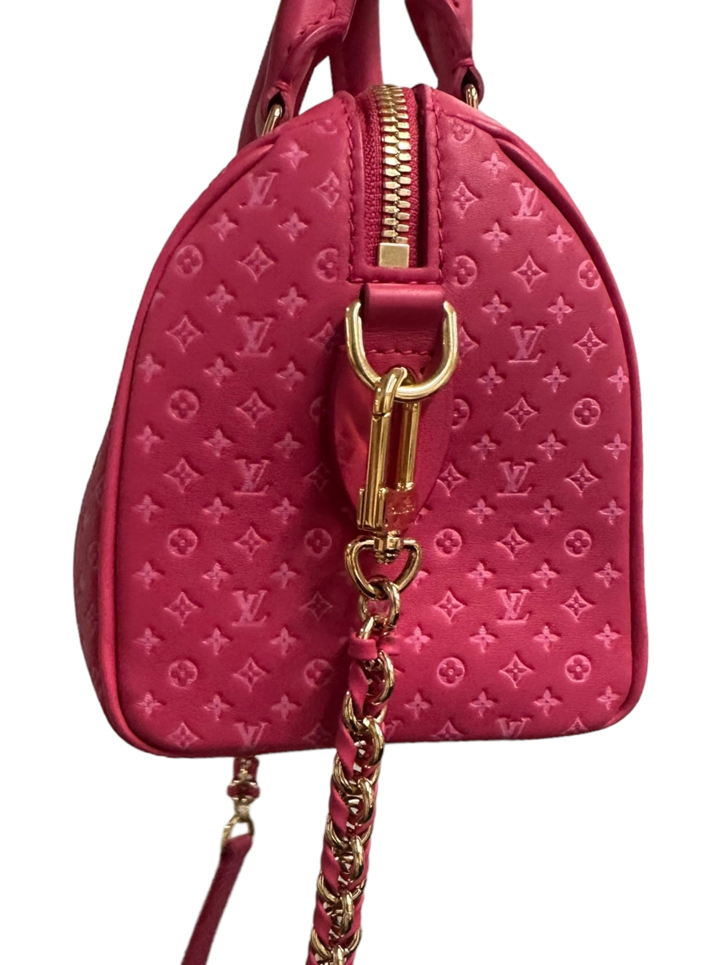 LOUIS VUITTON - Rose Calfskin Nanogram Speedy Bandouliere 20