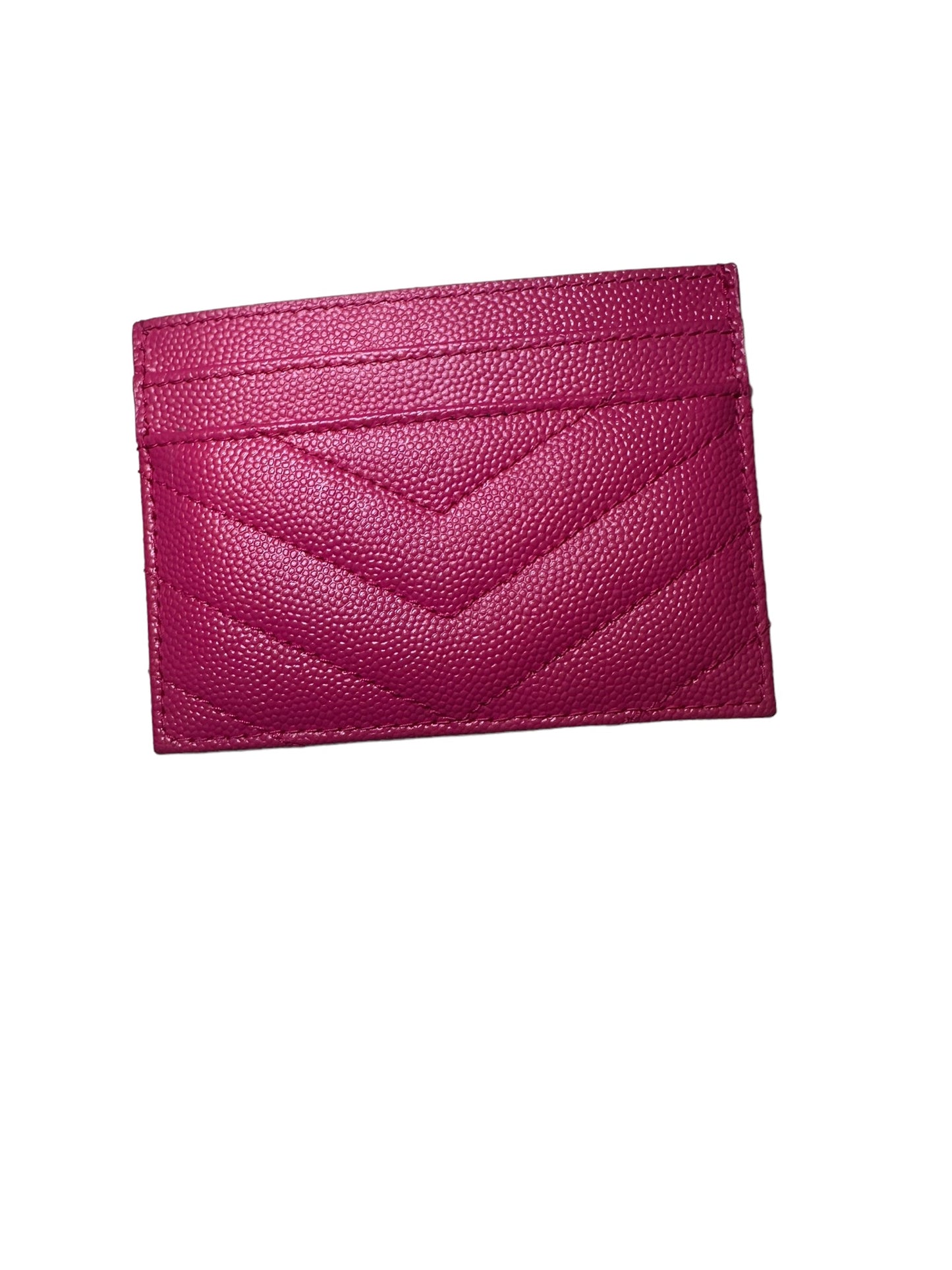 SAINT LAURENT - Fuchsia Grain De Poudre Cassandre Card Case