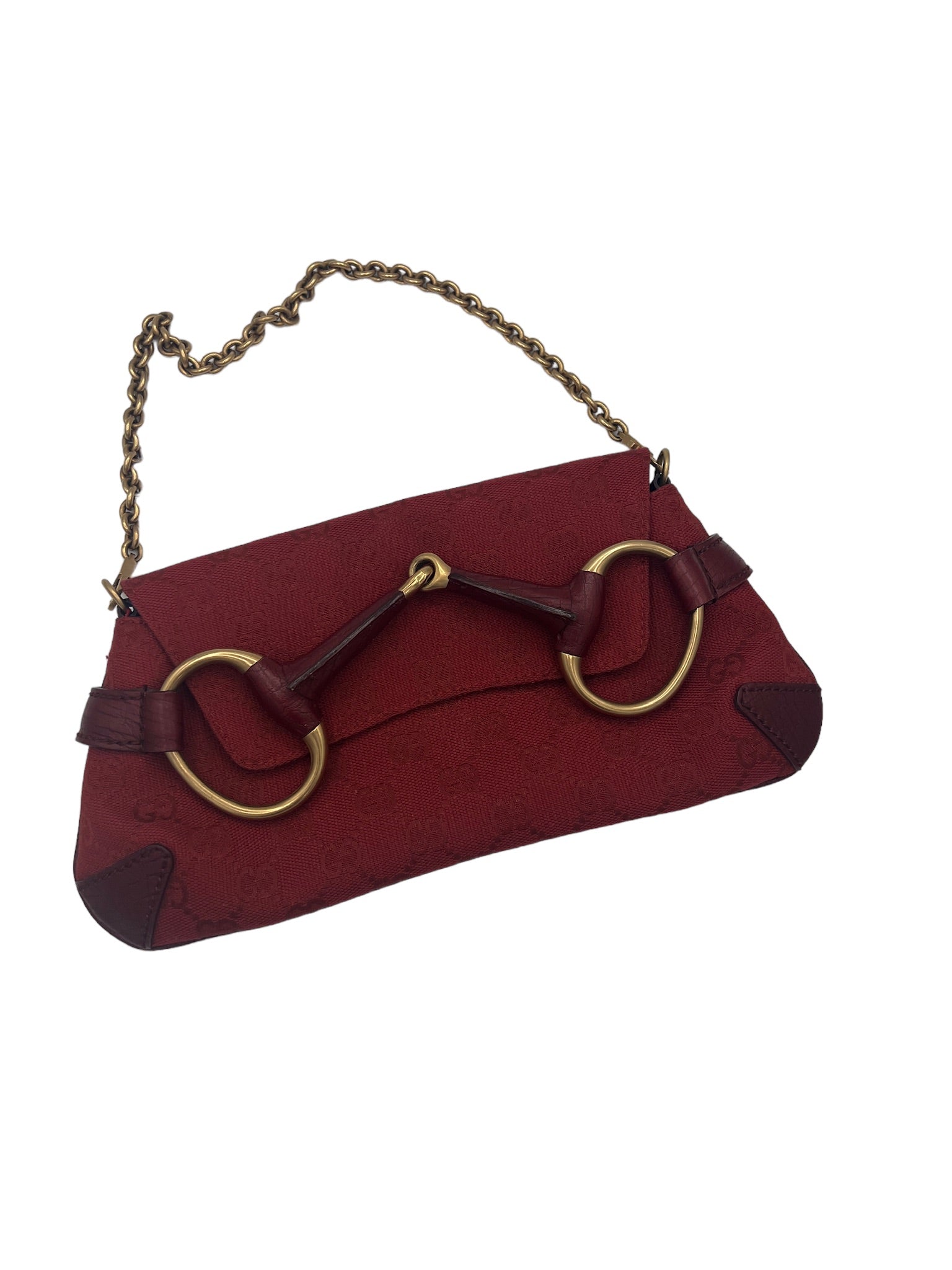 GUCCI - Bolso de mano con motivo Horsebit en color vino